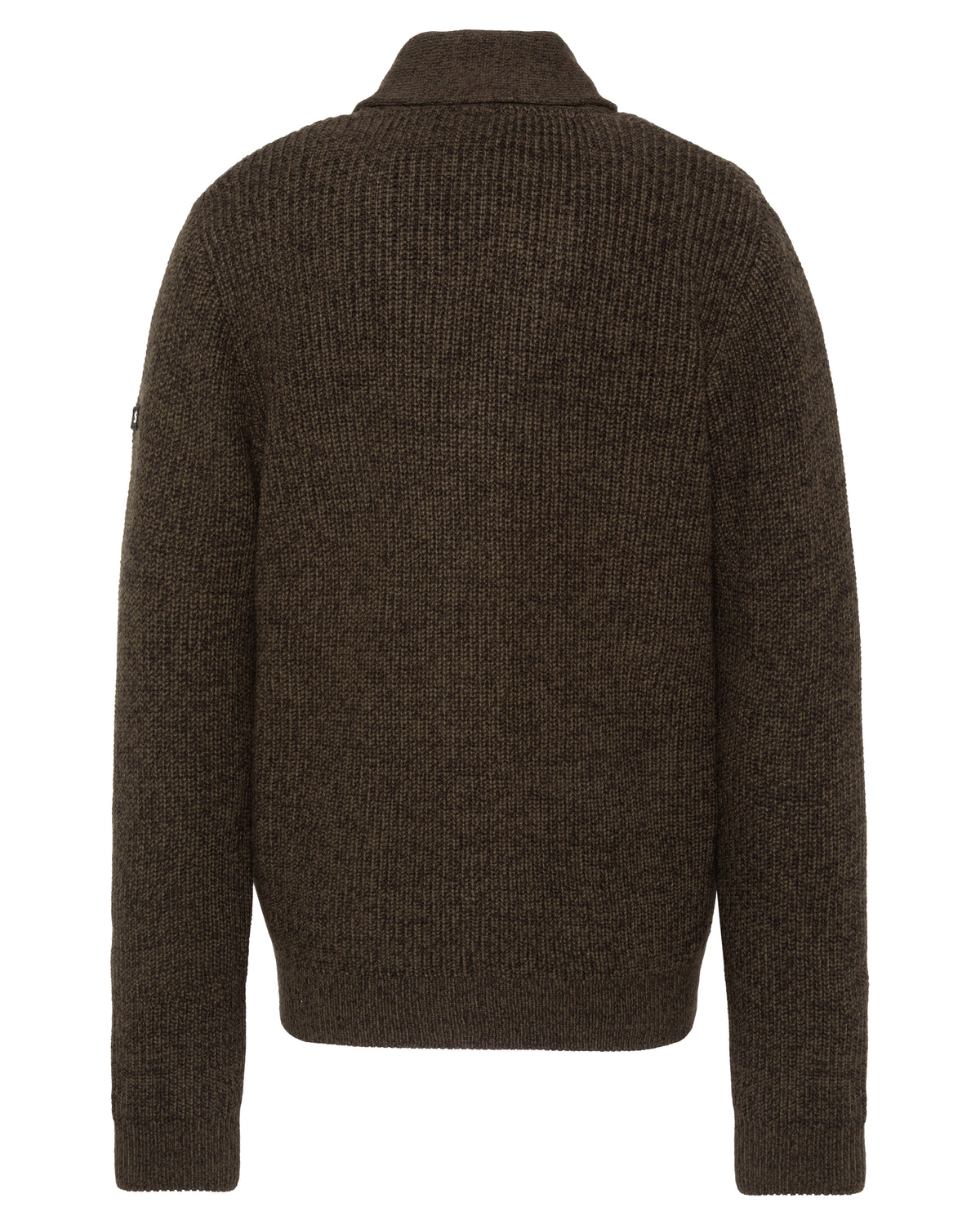 Cardigan kaki en maille côtelée à col châle-2