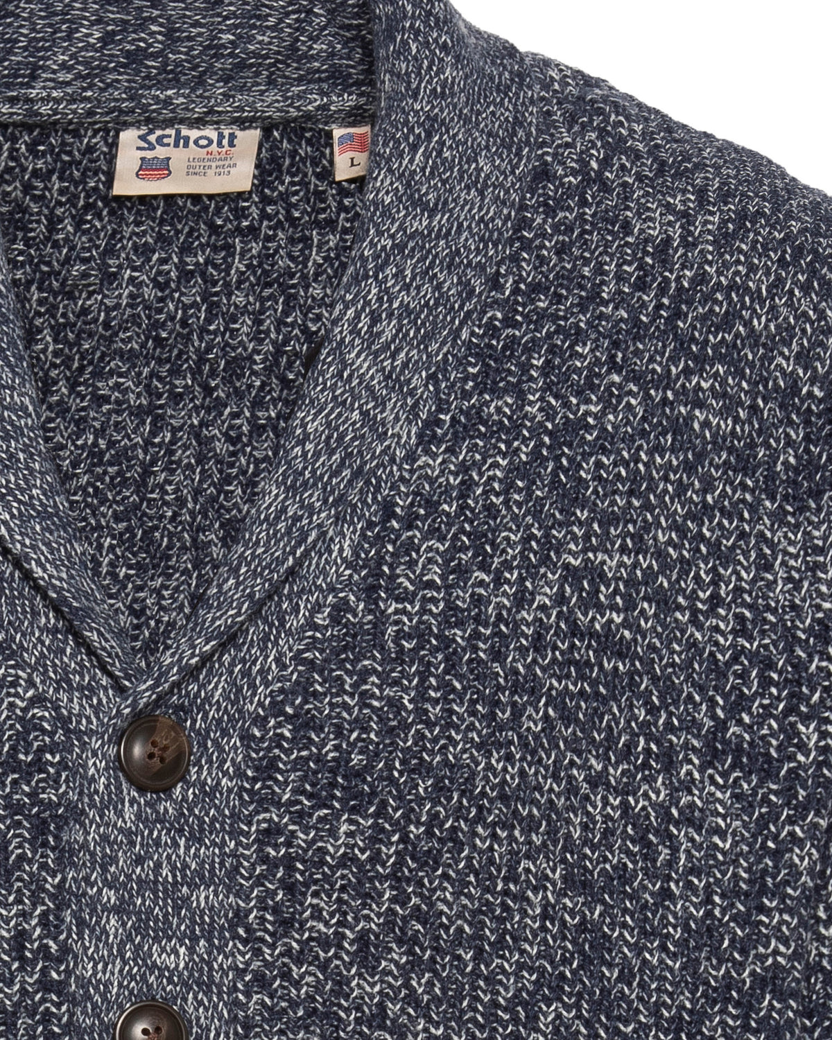 Cardigan bleu marine en maille côtelée à col châle