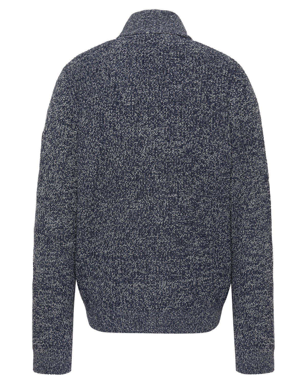 Cardigan bleu marine en maille côtelée à col châle