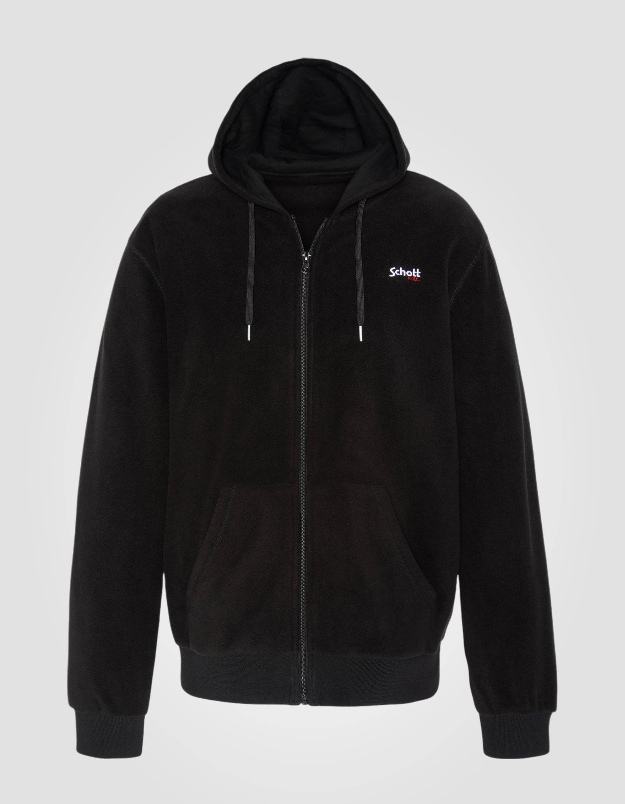 Chaleco de vellón negro con capucha-1