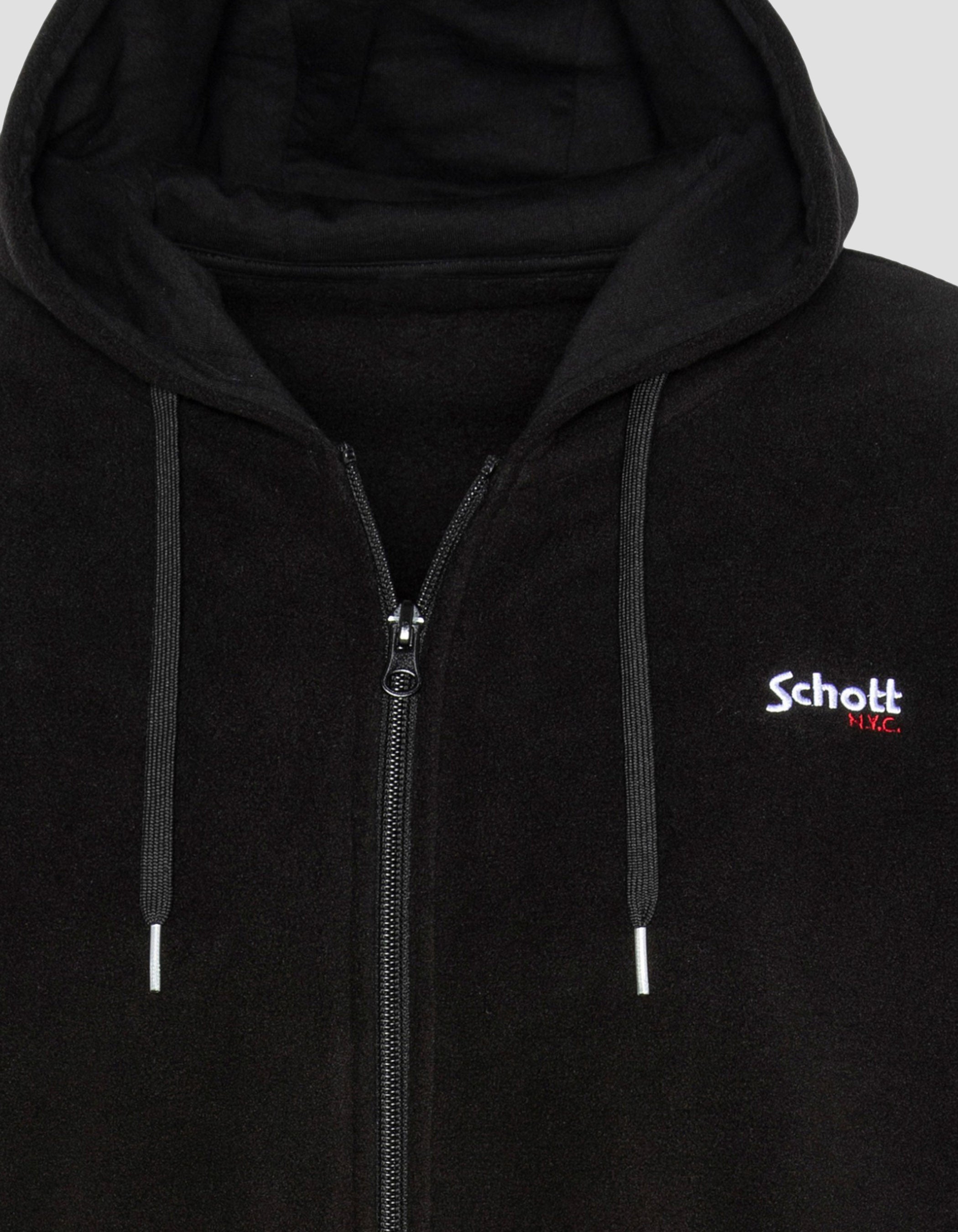 Chaleco de vellón negro con capucha-3