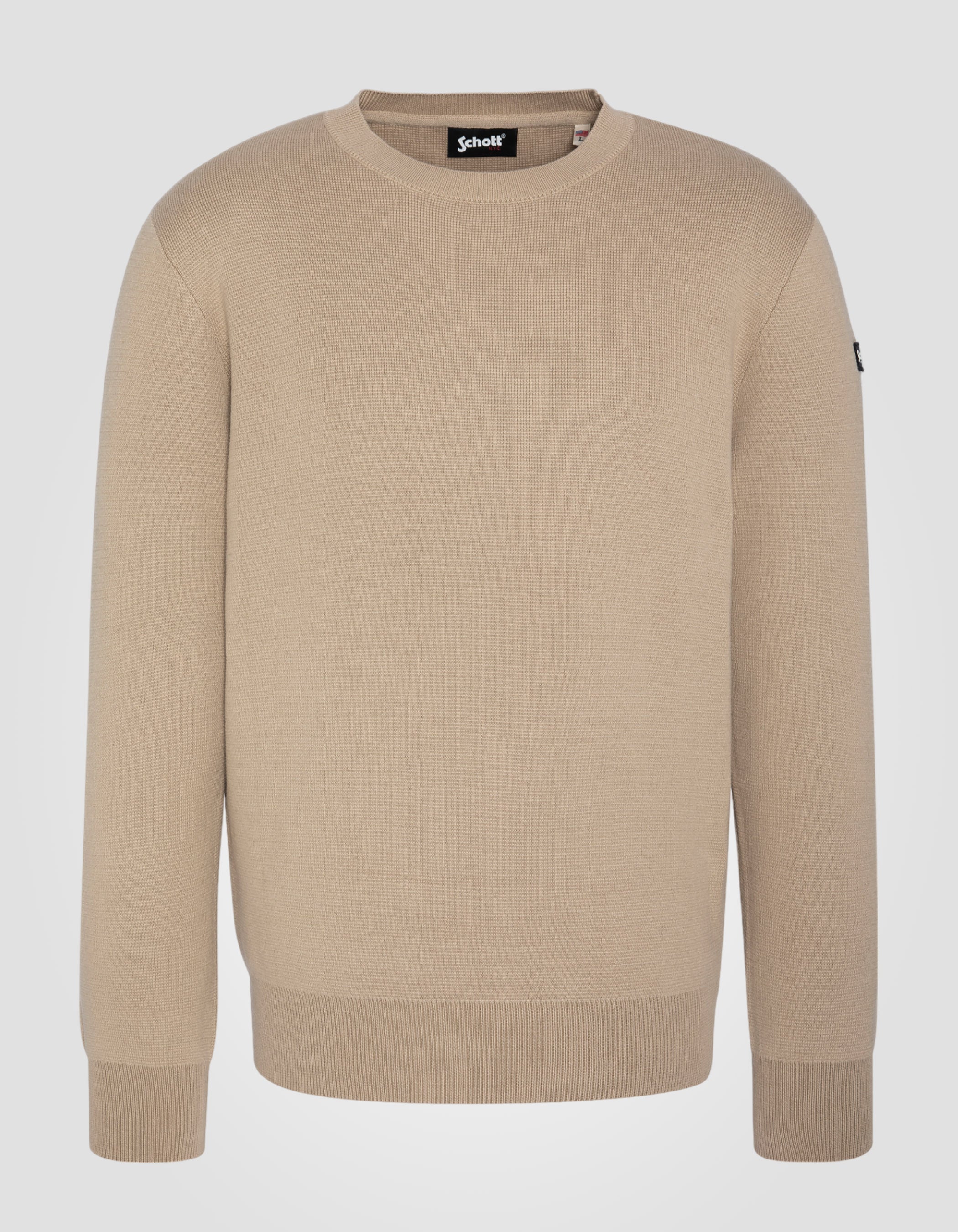 Pull militaire mastic à col rond-2