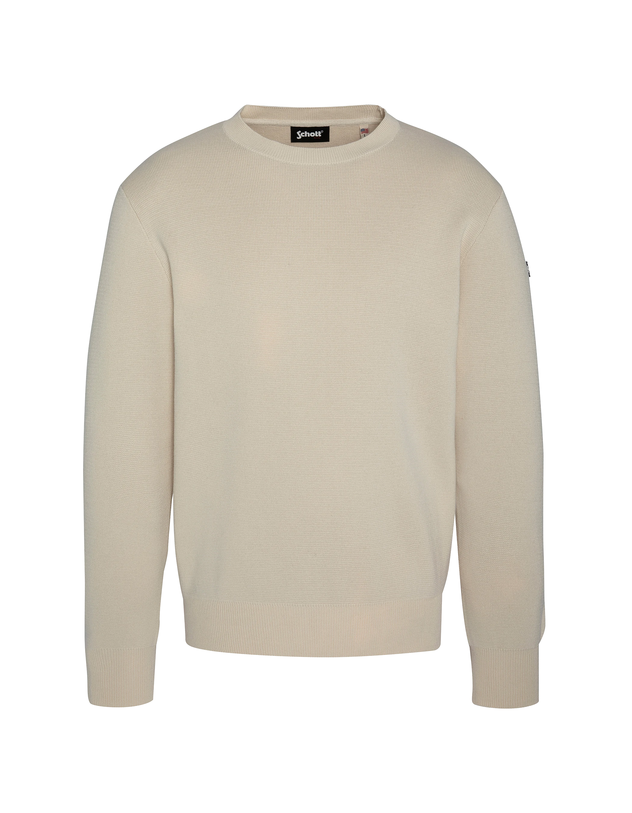 Pull militaire blanc à col rond-1