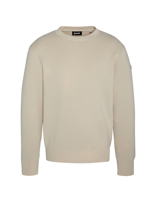 Maglione militare bianco con collo rotondo