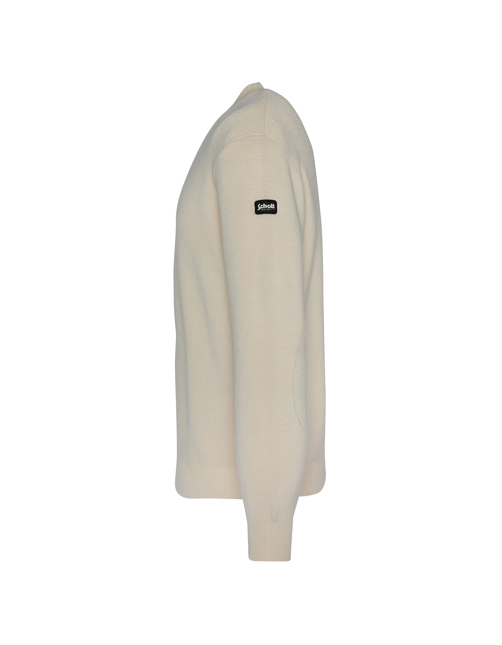Pull militaire blanc à col rond-3