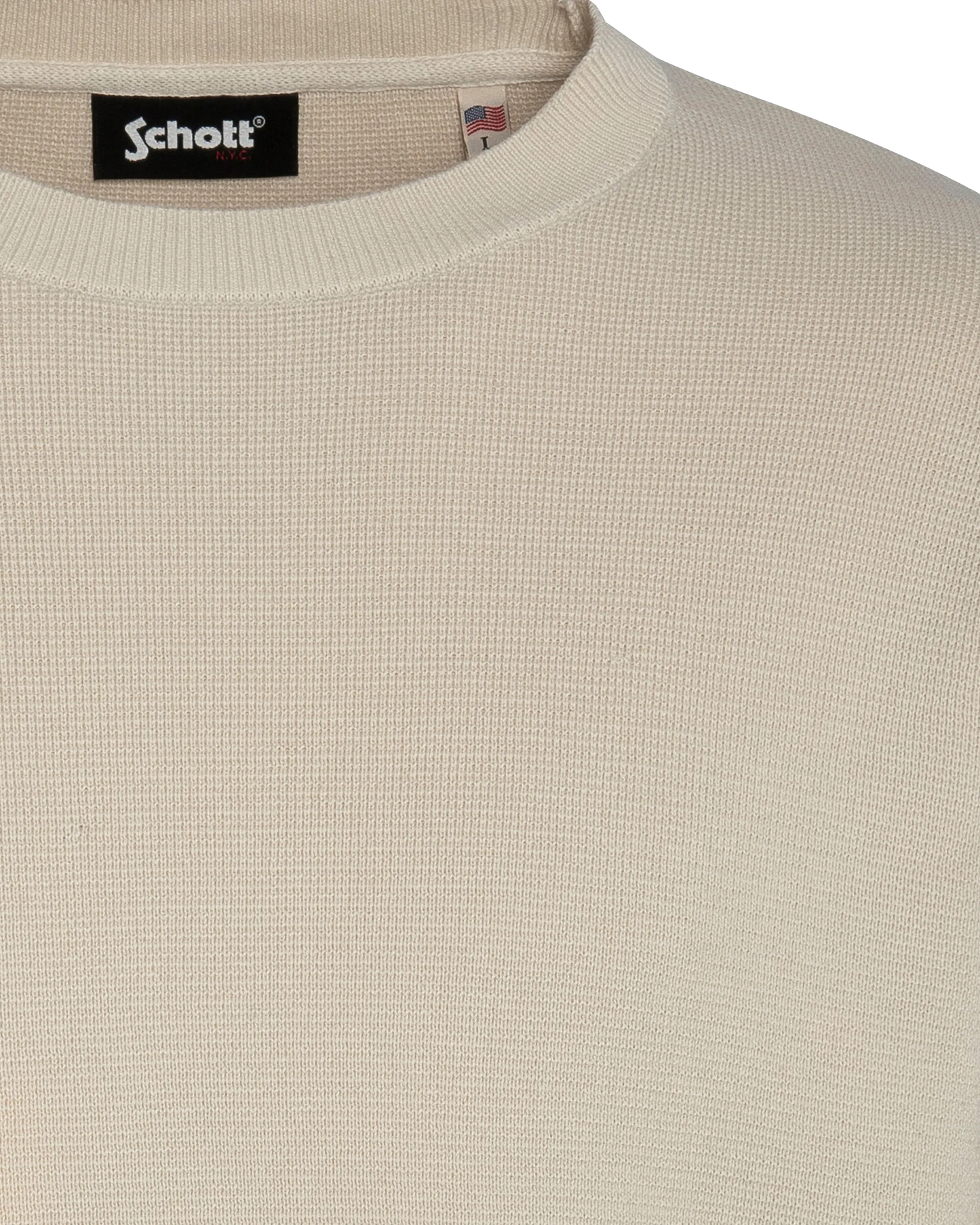 Pull militaire blanc à col rond