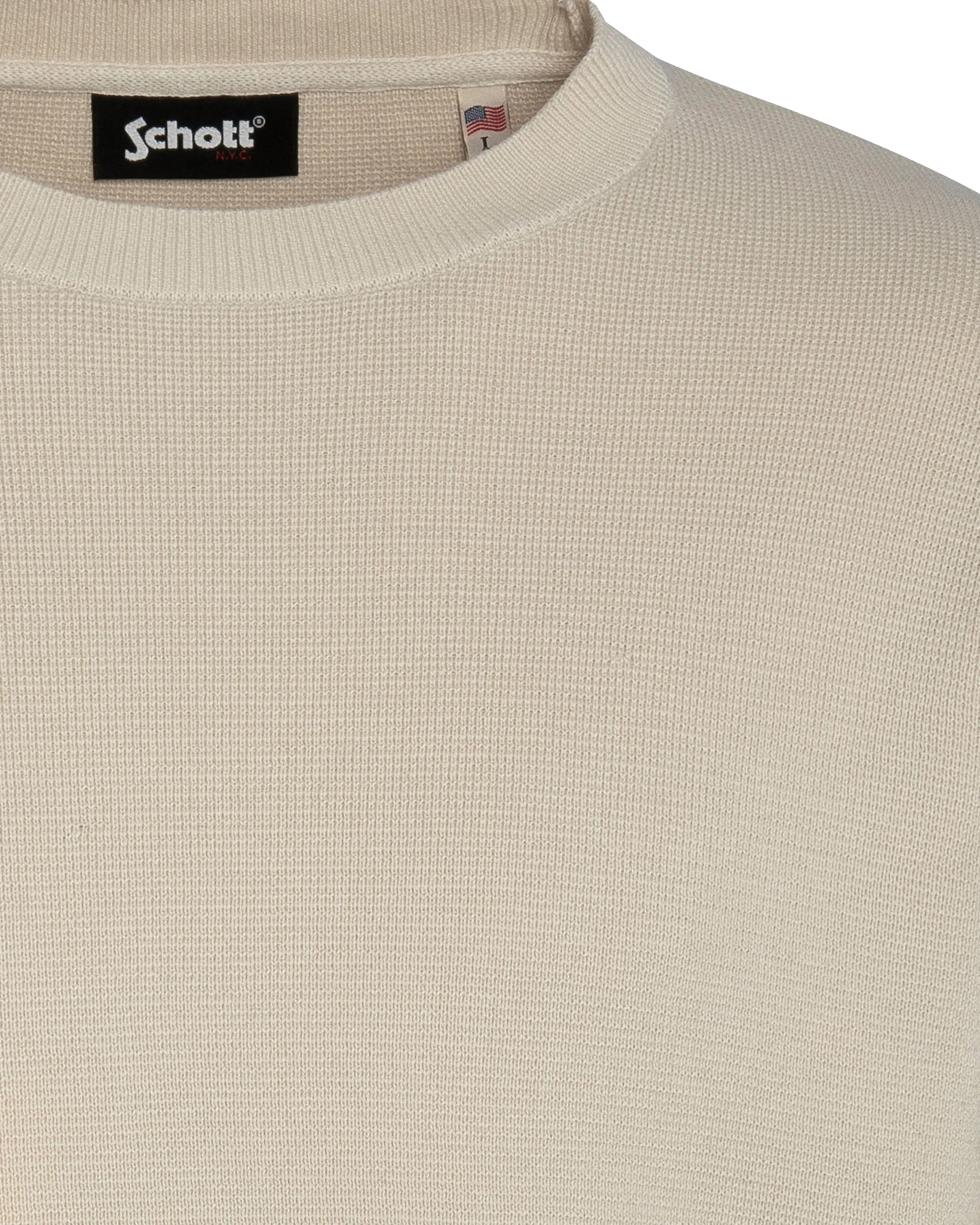Pull militaire blanc à col rond-4