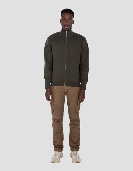 Gilet zippé militaire kaki foncé