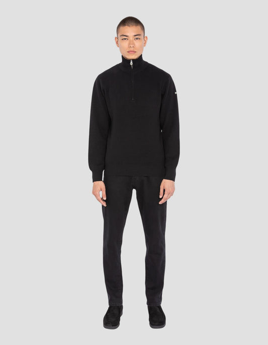 Pull noir à col zippé