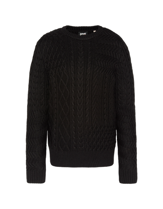 Maglione nero rotondo, mesh attorcigliato
