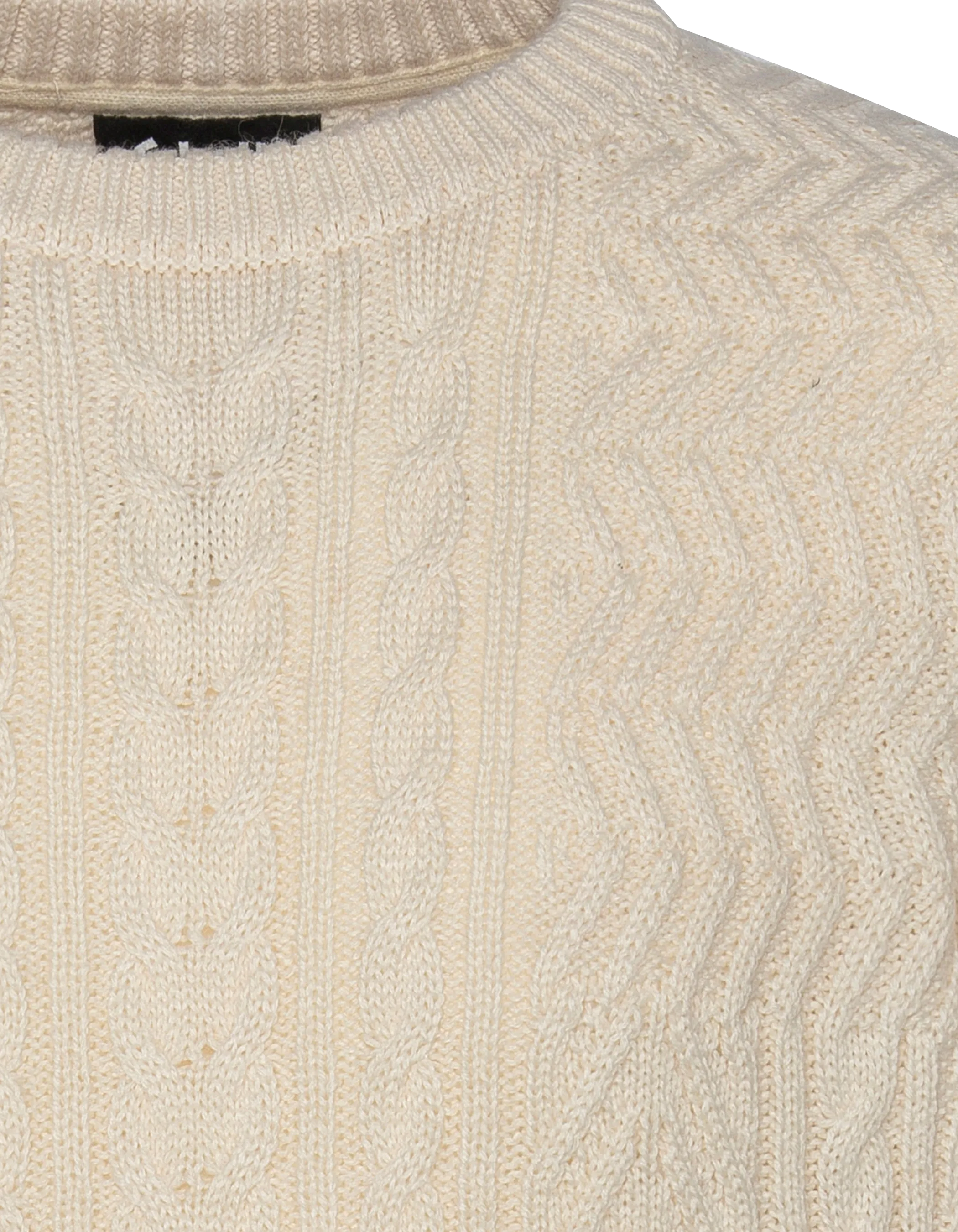 Suéter de cuello redondo blanco roto, malla retorcida-6