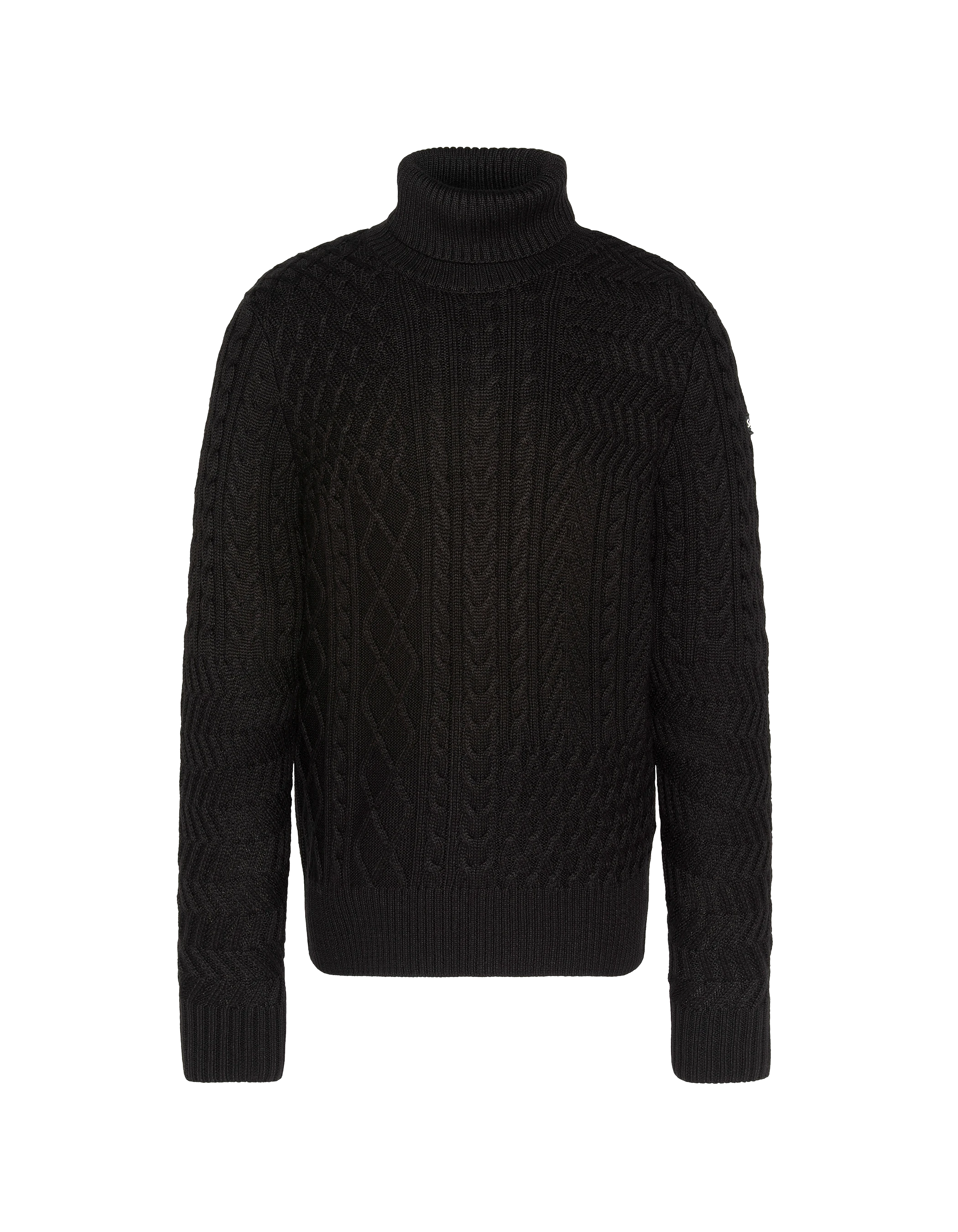 Black turtleneck sweater, twisted mesh - plketh2 | Schott NYC®
