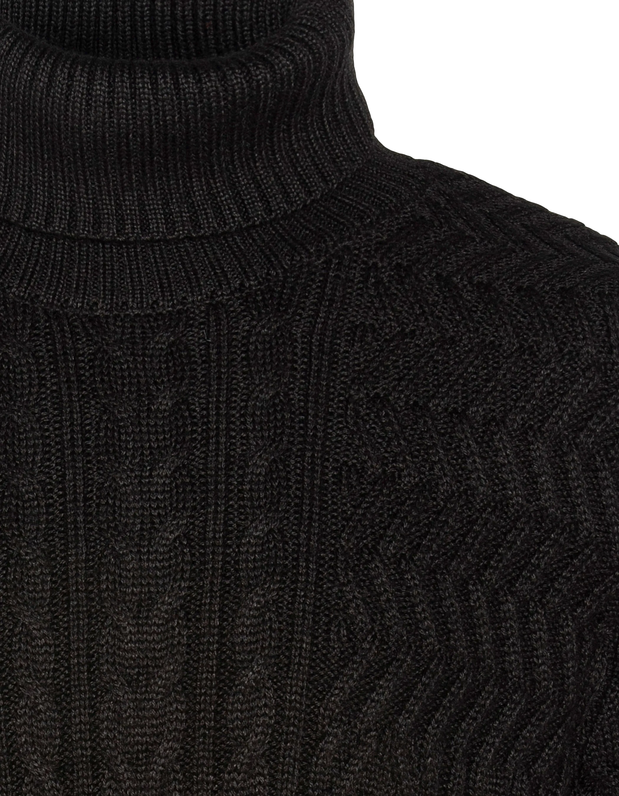 Suéter de cuello de tortuga negro, malla retorcida-6