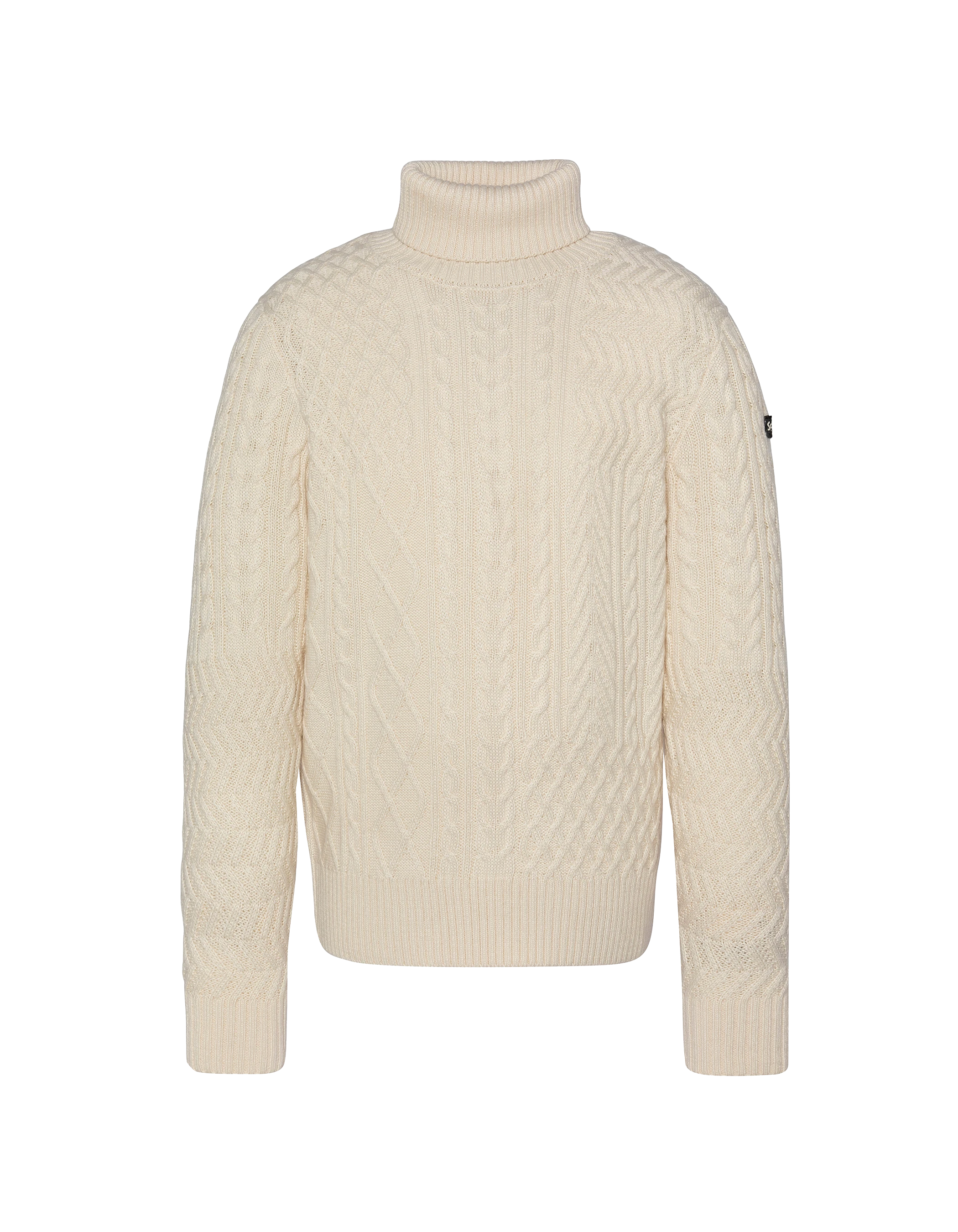 Cuello de tortuga blanco roto, malla retorcida-1