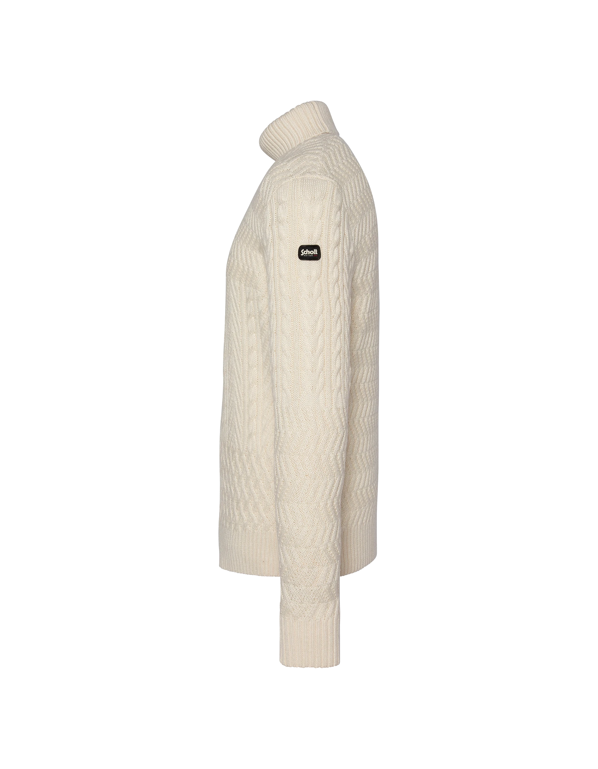 Cuello de tortuga blanco roto, malla retorcida-3