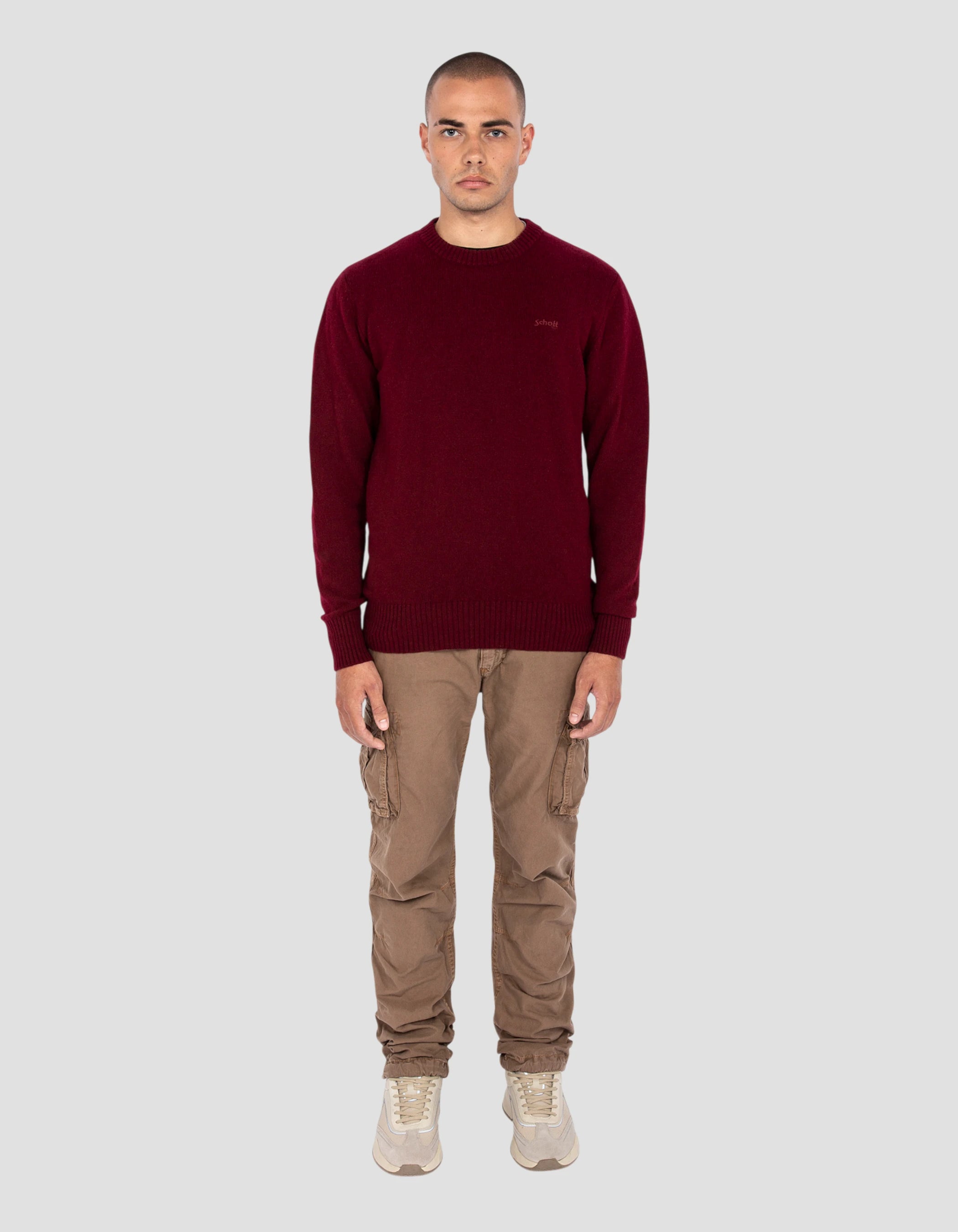 Pull col rond bordeaux en lambswool-1