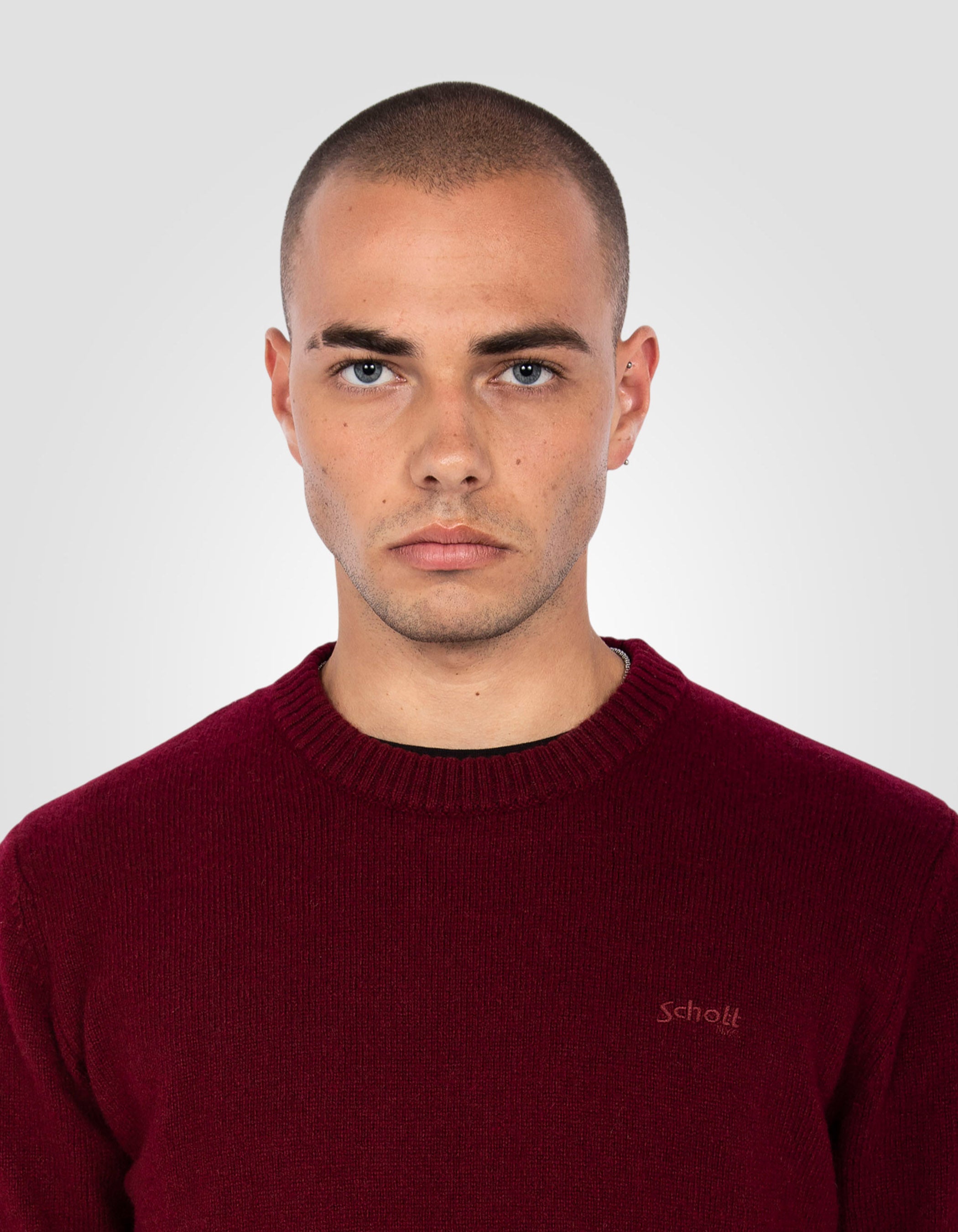 Pull col rond bordeaux en lambswool-4