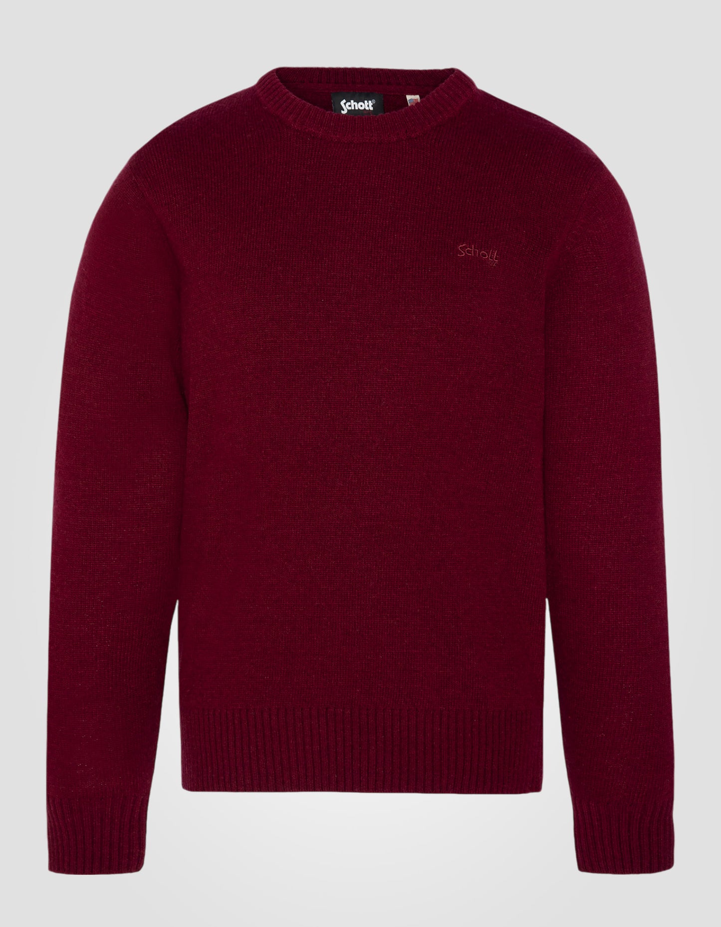 Pull col rond bordeaux en lambswool