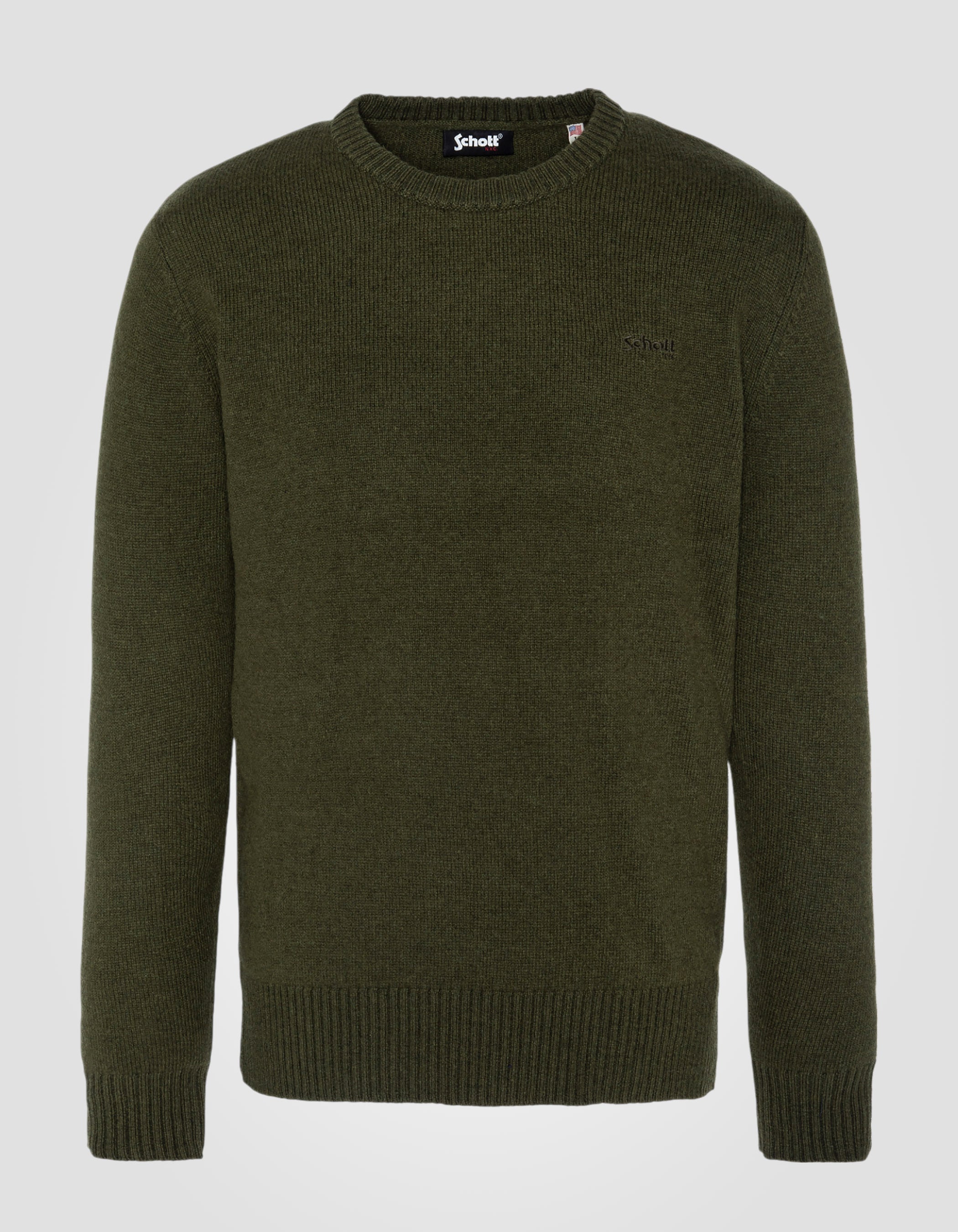 Pull col rond kaki en lambswool-1