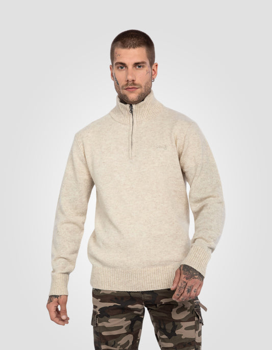 Maglione camionista bianco a agnello