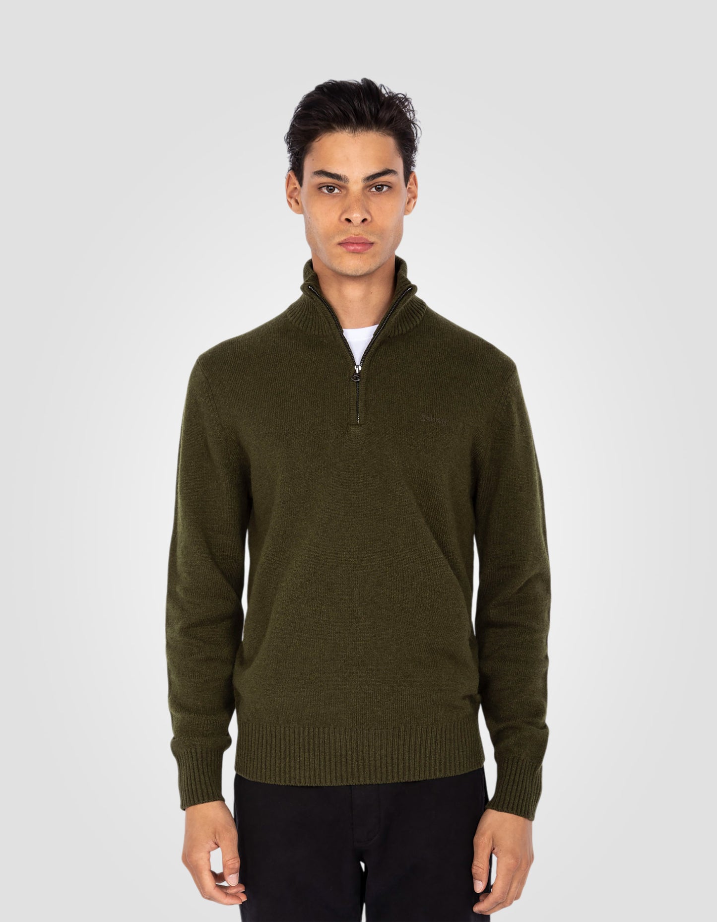 Khaki Trucker -Pullover in Lambswool