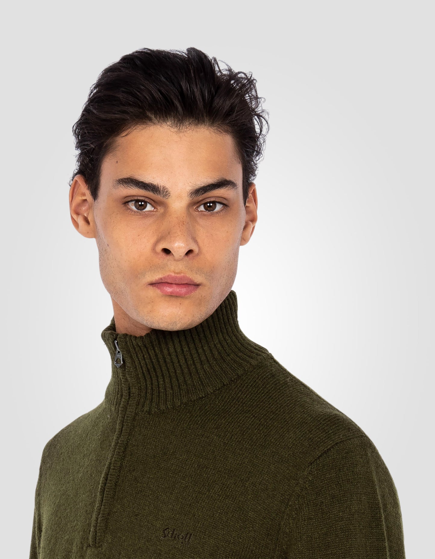 Khaki Trucker -Pullover in Lambswool