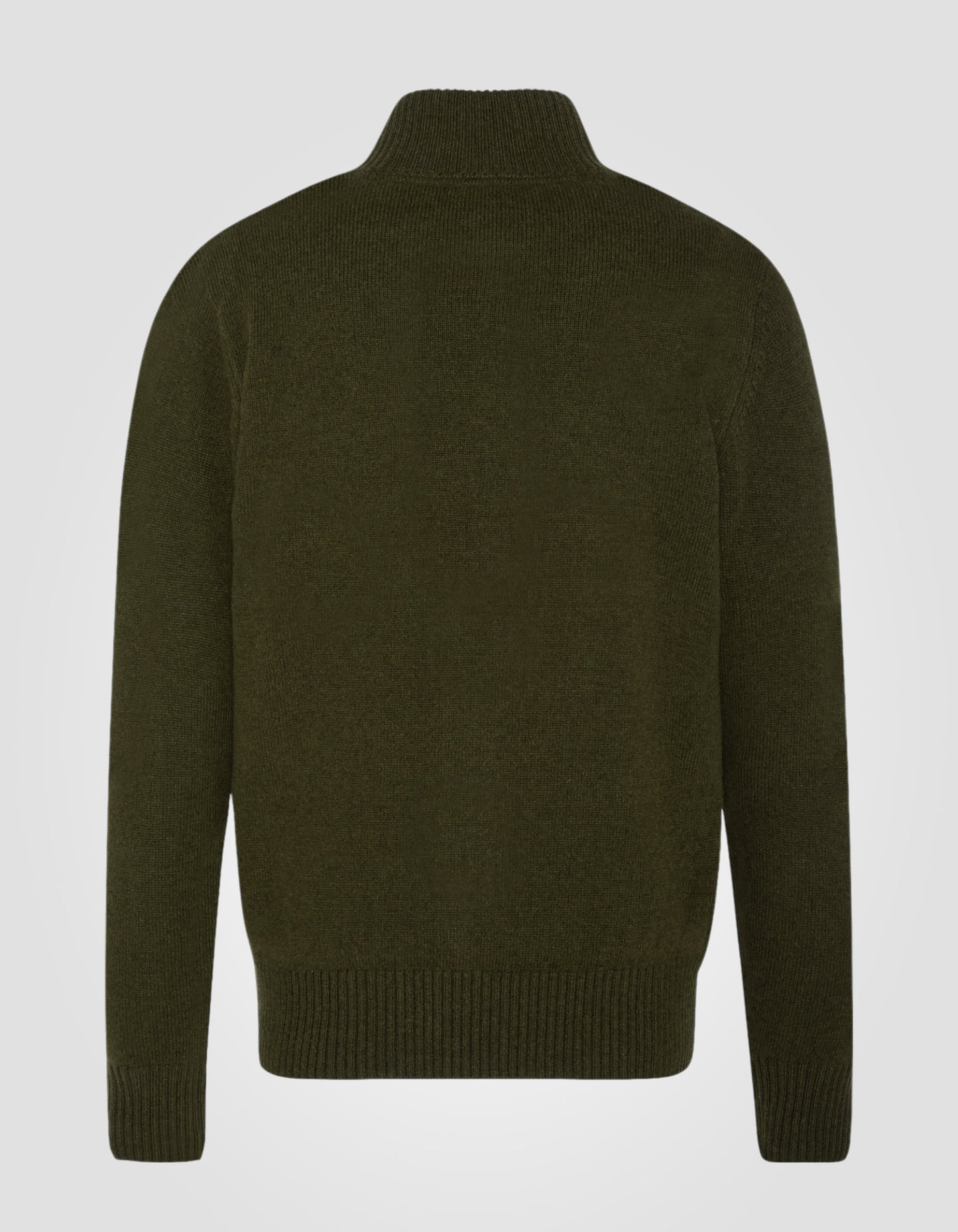 Zipped khaki cardigan in lambswool