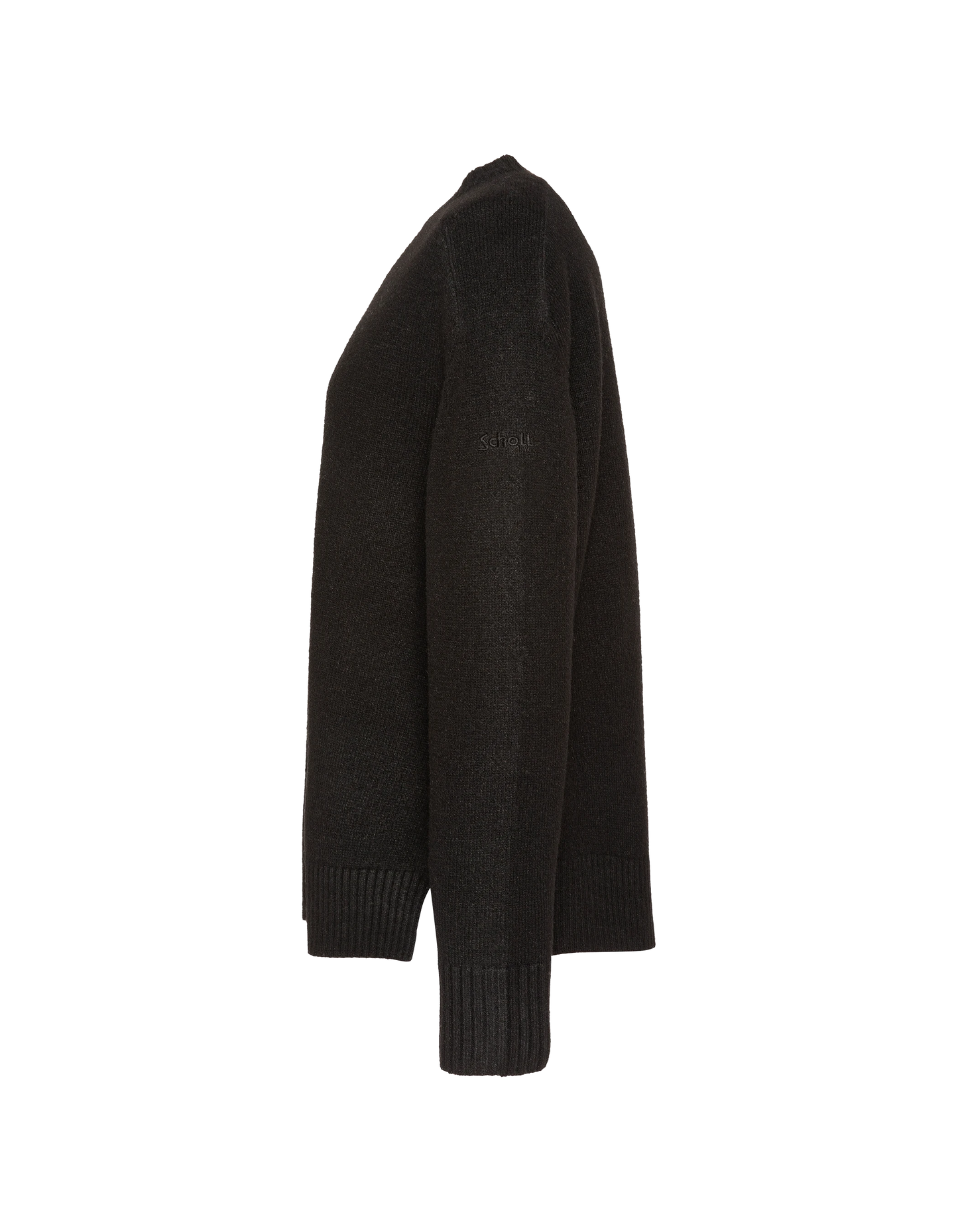 Schwarzer weicher Strickpullover mit Rundhalsausschnitt