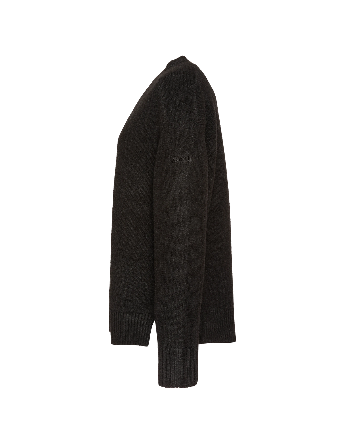 Schwarzer weicher Strickpullover mit Rundhalsausschnitt-3