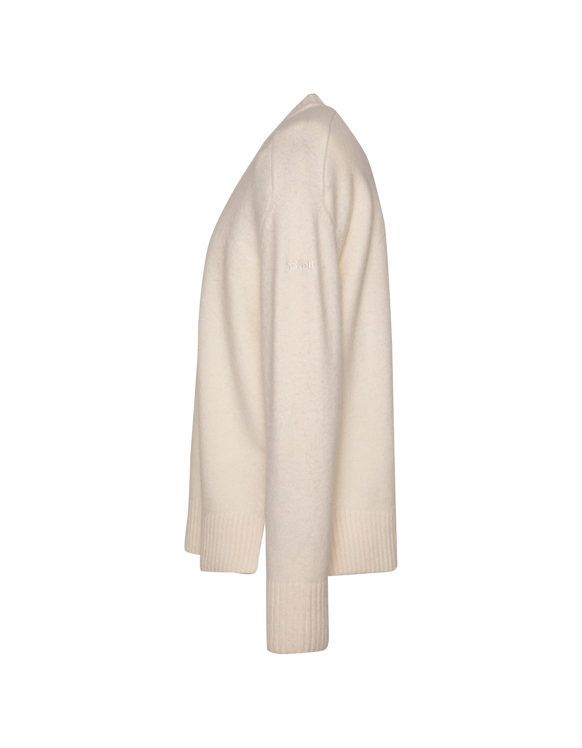 Ecrufarbener, weicher Strickpullover mit Rundhalsausschnitt