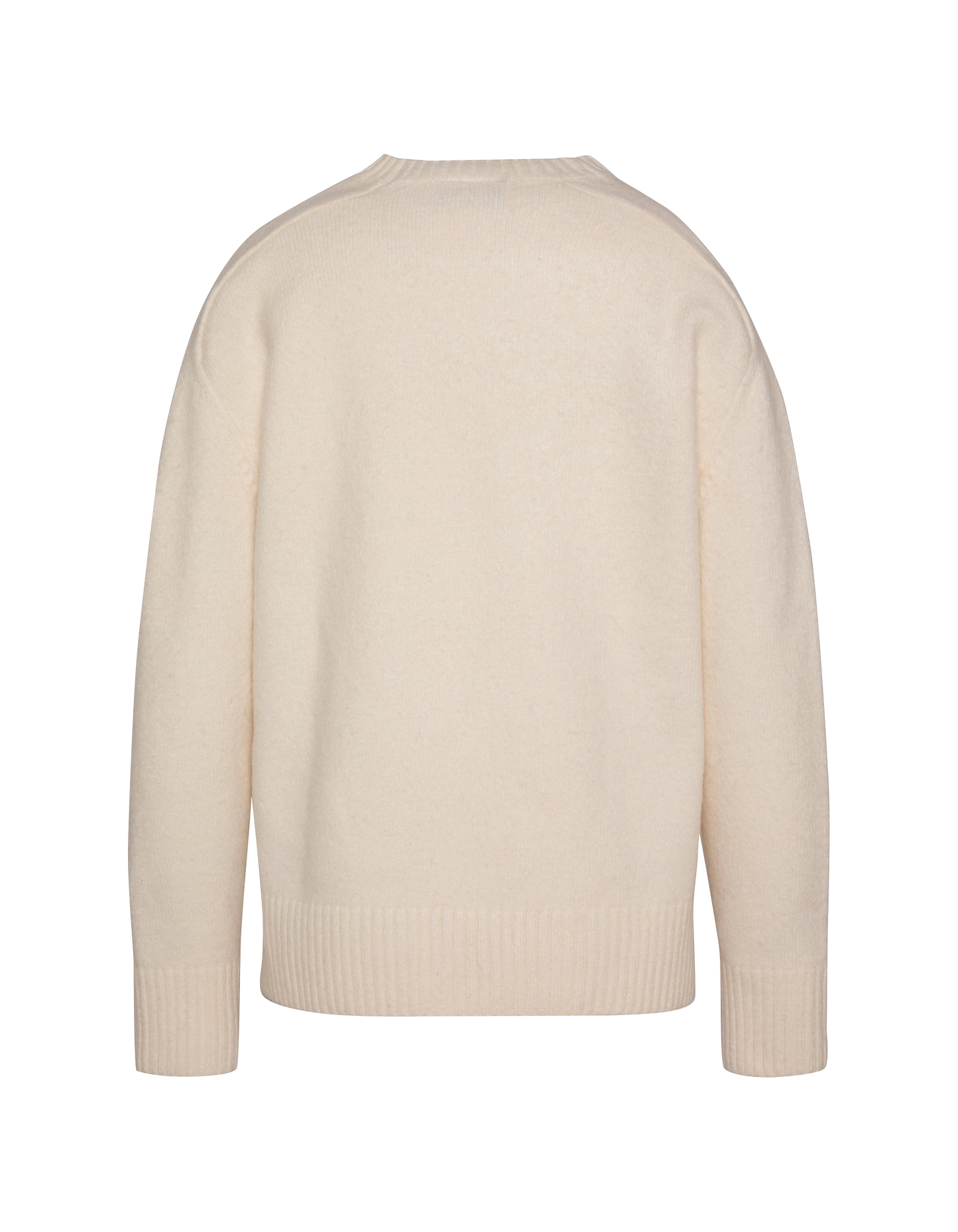 Ecrufarbener, weicher Strickpullover mit Rundhalsausschnitt