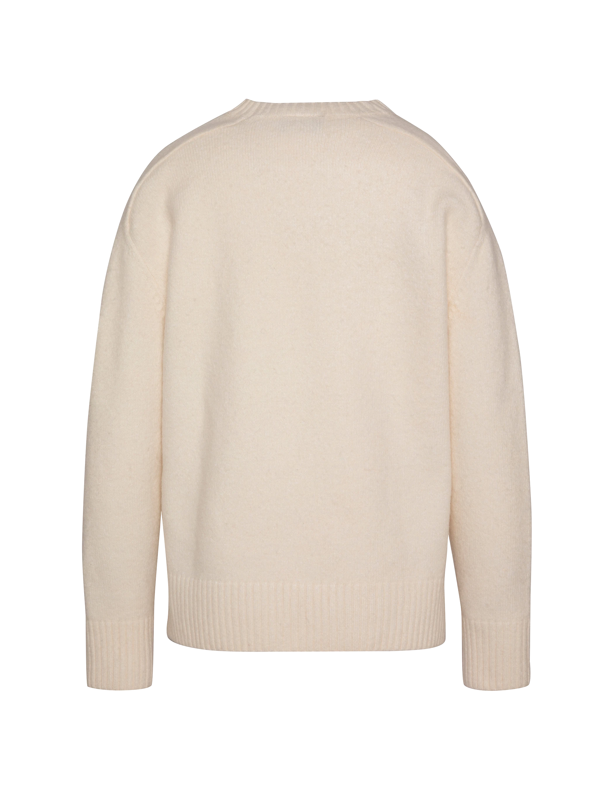 Ecrufarbener, weicher Strickpullover mit Rundhalsausschnitt-2