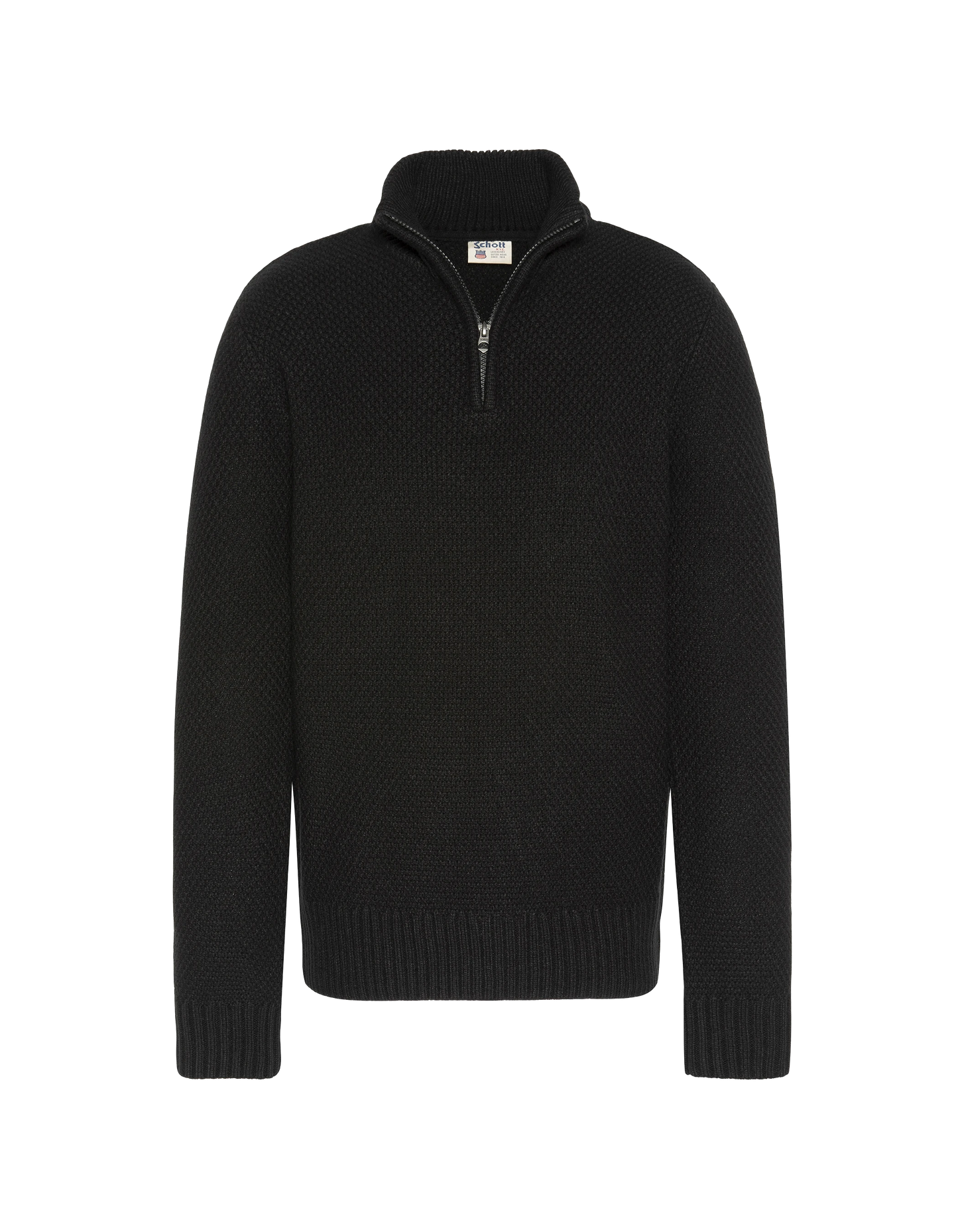 Black trucker sweater, fancy knit