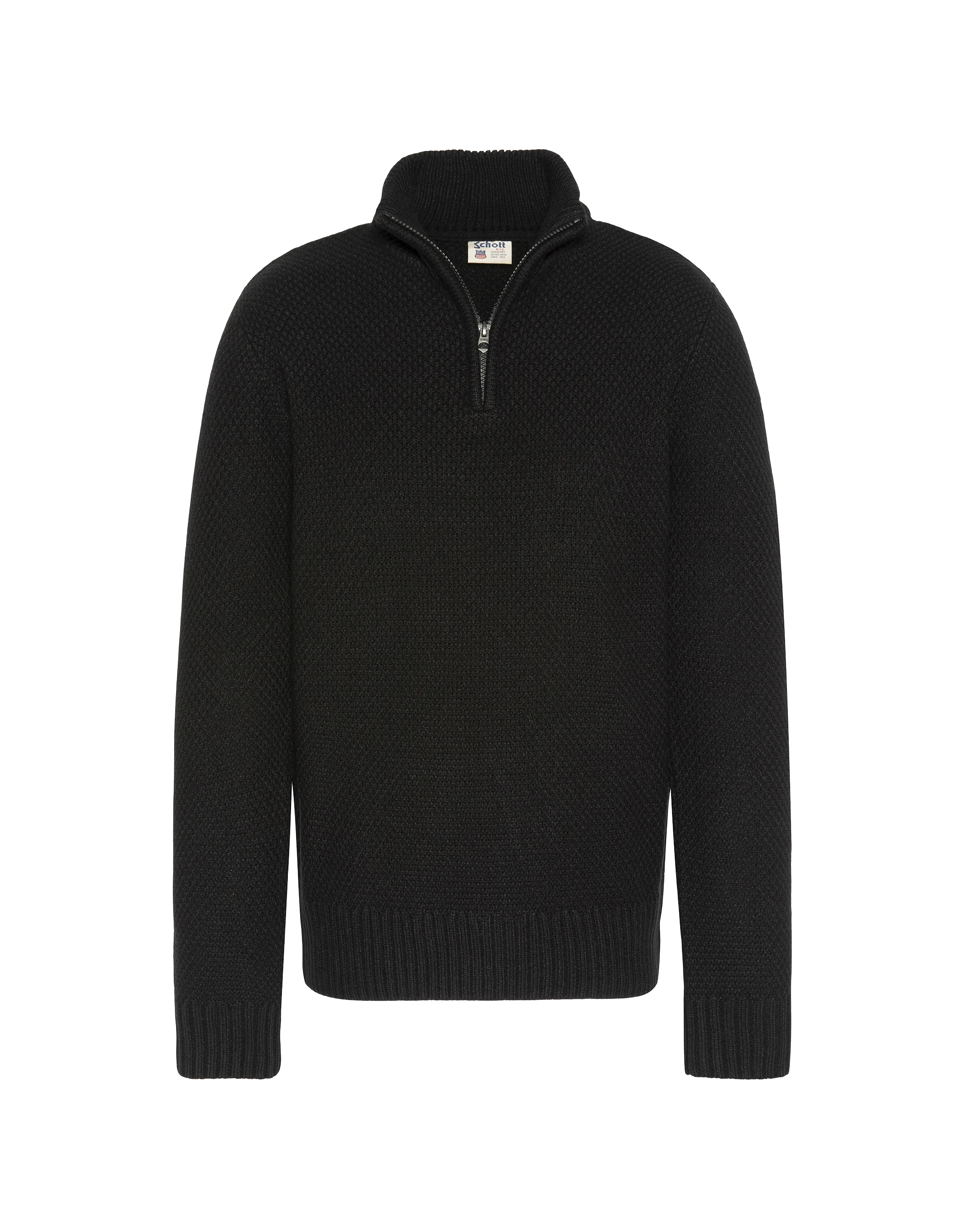 Black trucker sweater, fancy knit-1