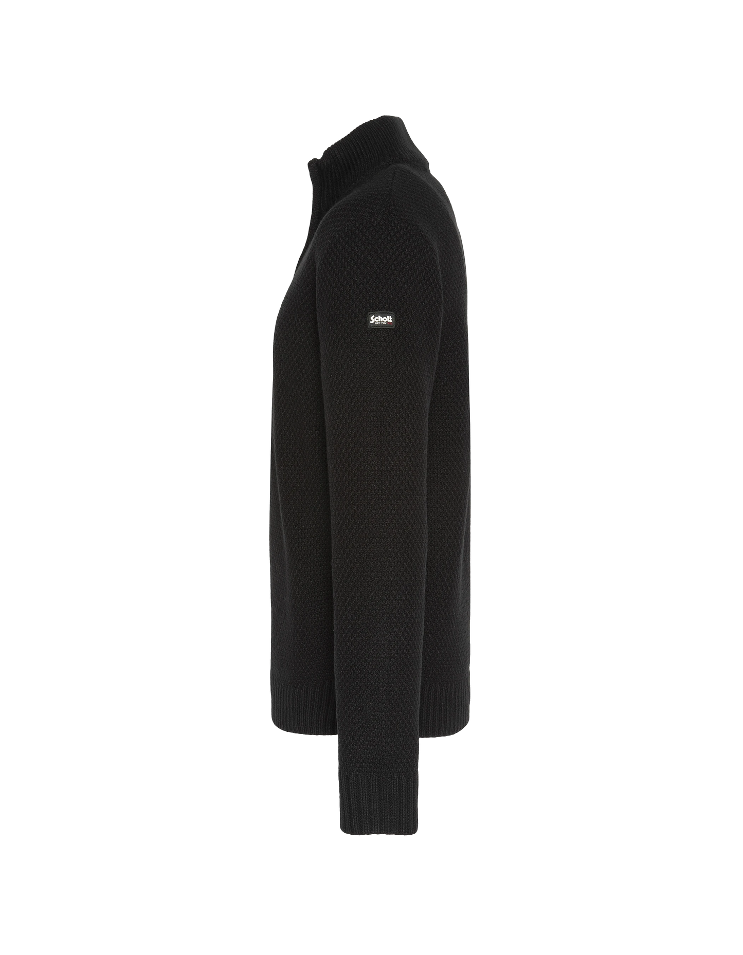 Black trucker sweater, fancy knit