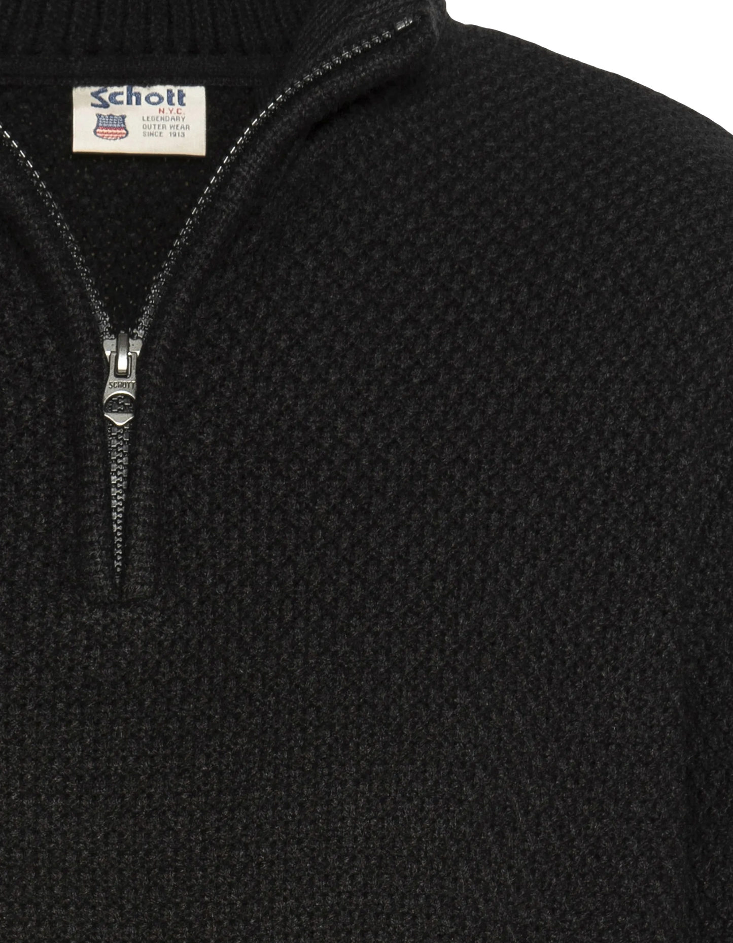Black trucker sweater, fancy knit