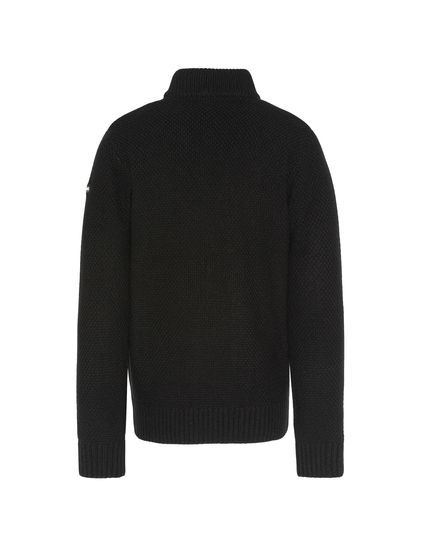 Black trucker sweater, fancy knit