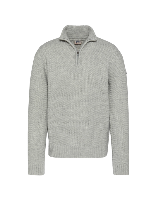 Pull camionneur gris chiné, maille fantaisie