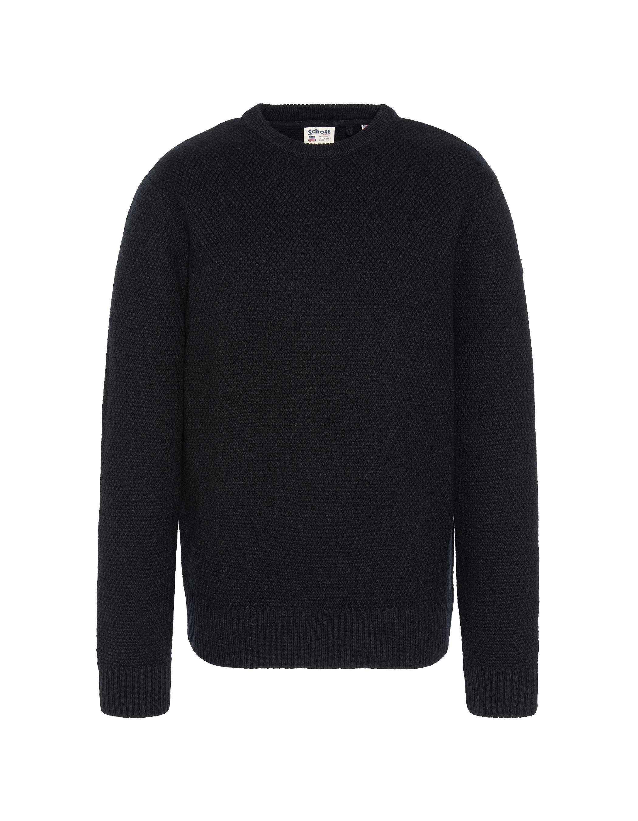 Black round neck sweater, fancy knit-1