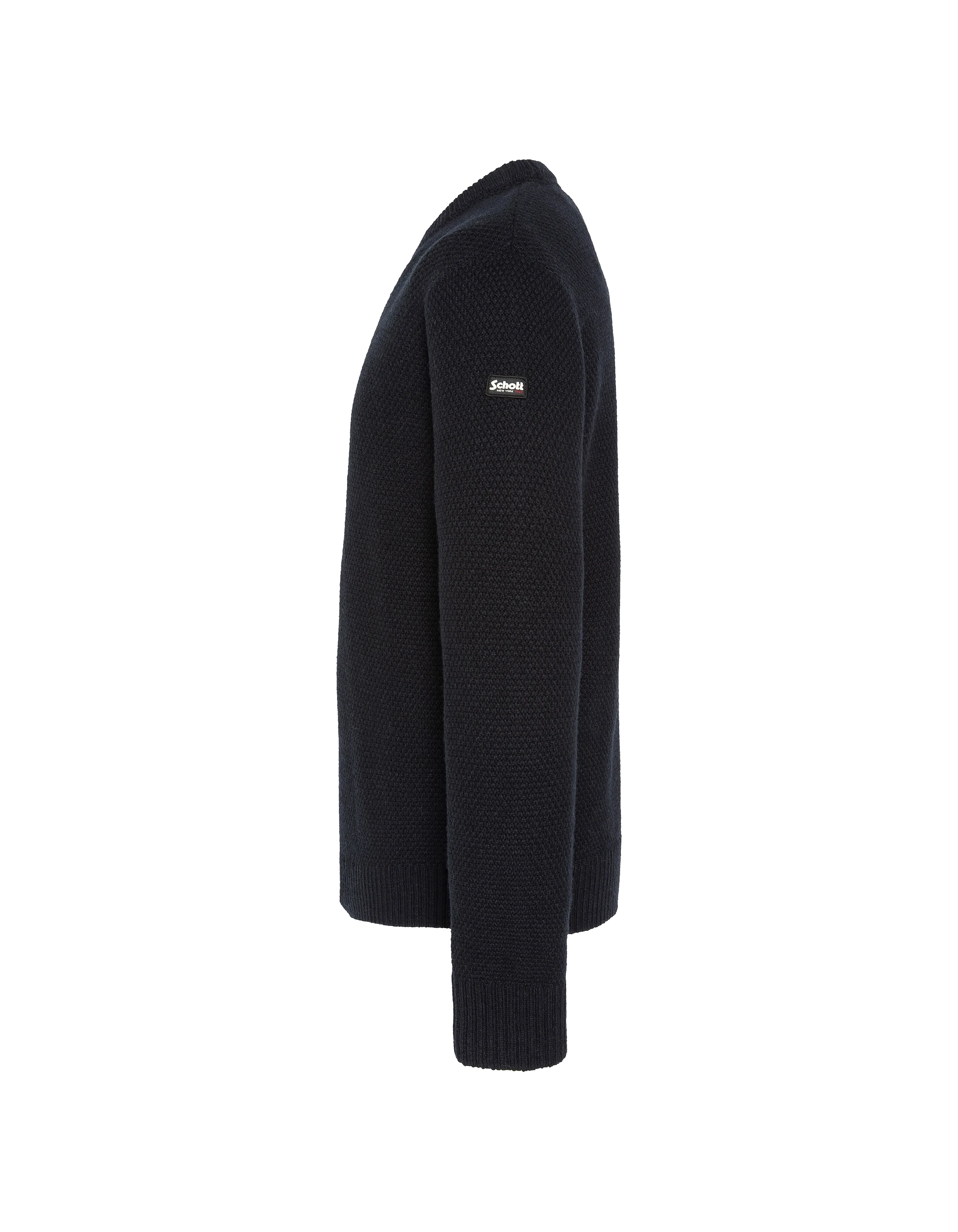 Black round neck sweater, fancy knit-3