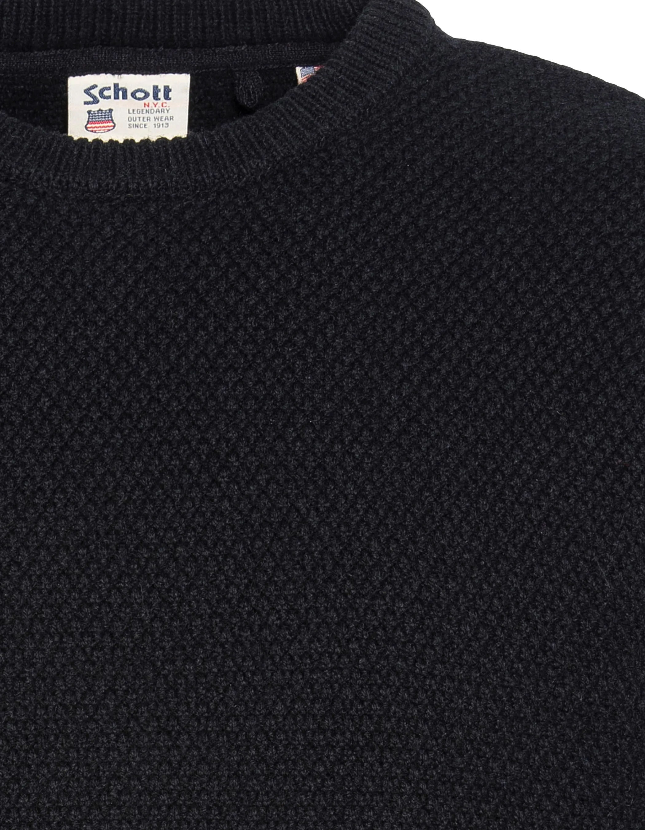 Black round neck sweater, fancy knit-4