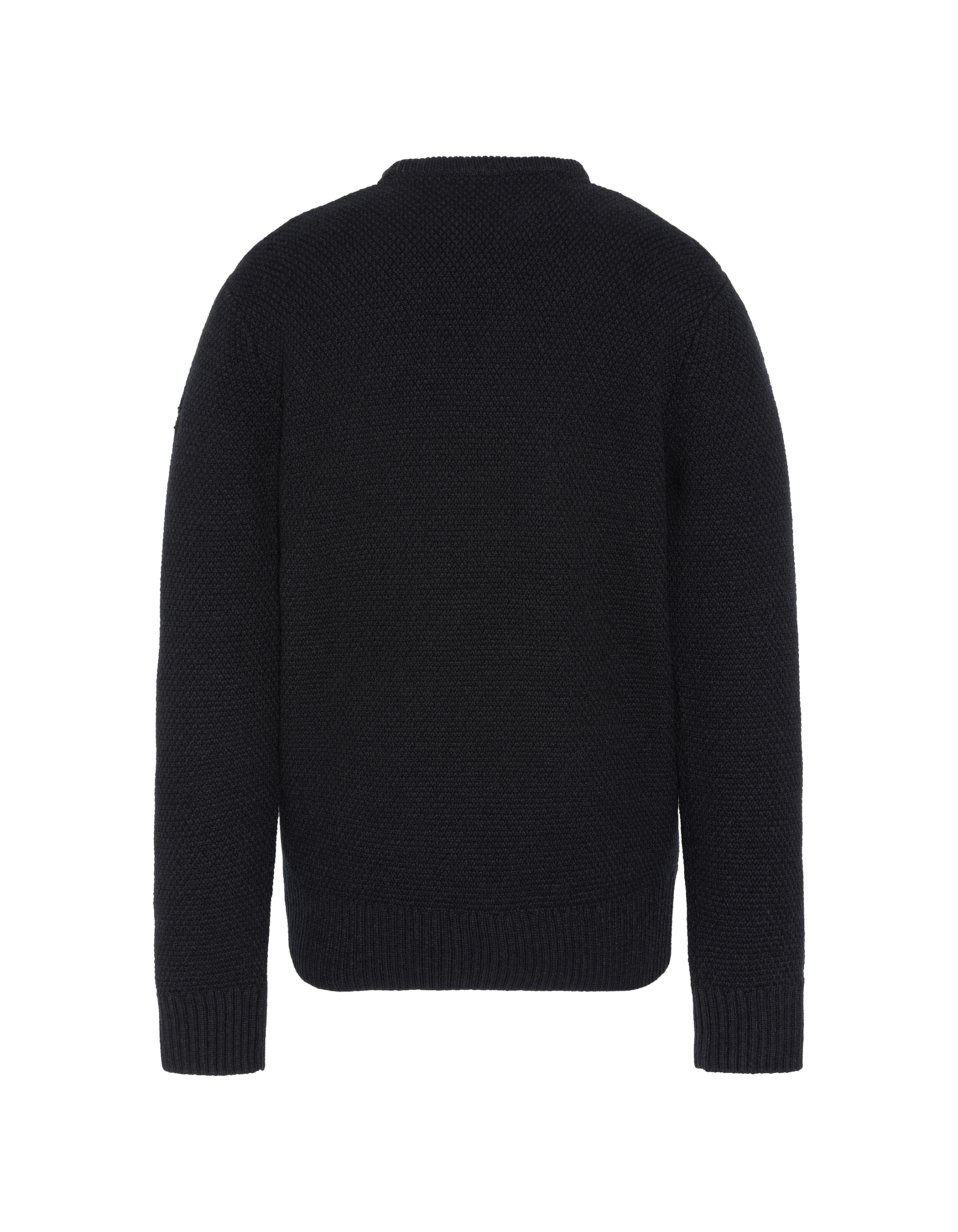 Black round neck sweater, fancy knit-2