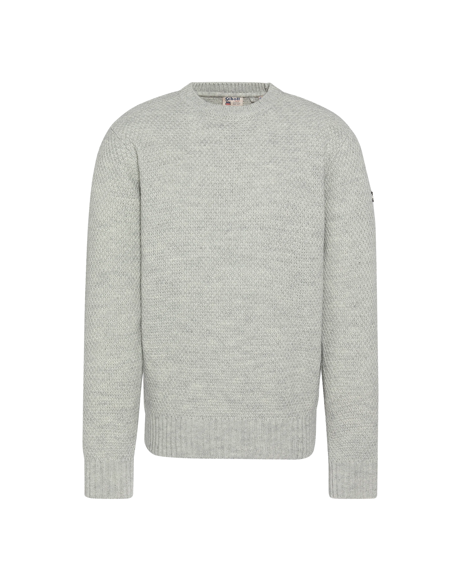 Pull col rond gris chiné, maille fantaisie