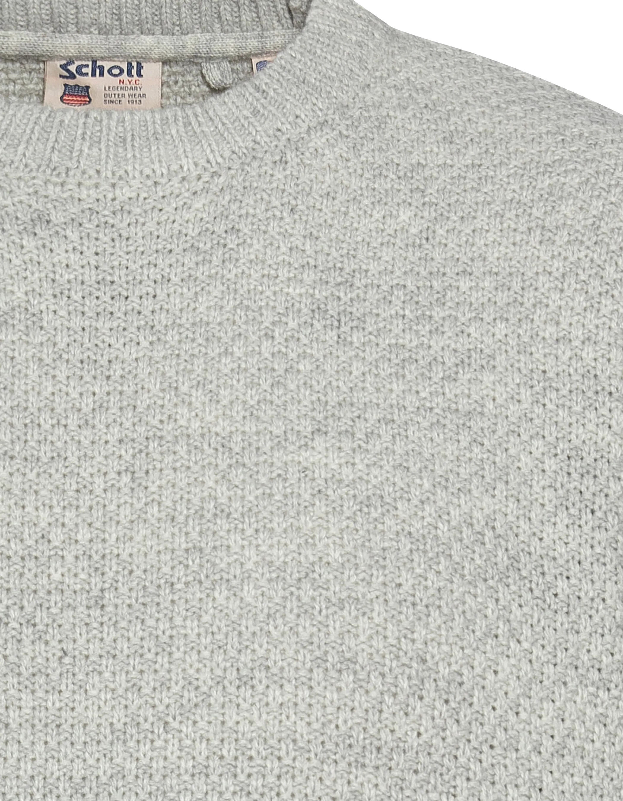 Pull col rond gris chiné, maille fantaisie-4