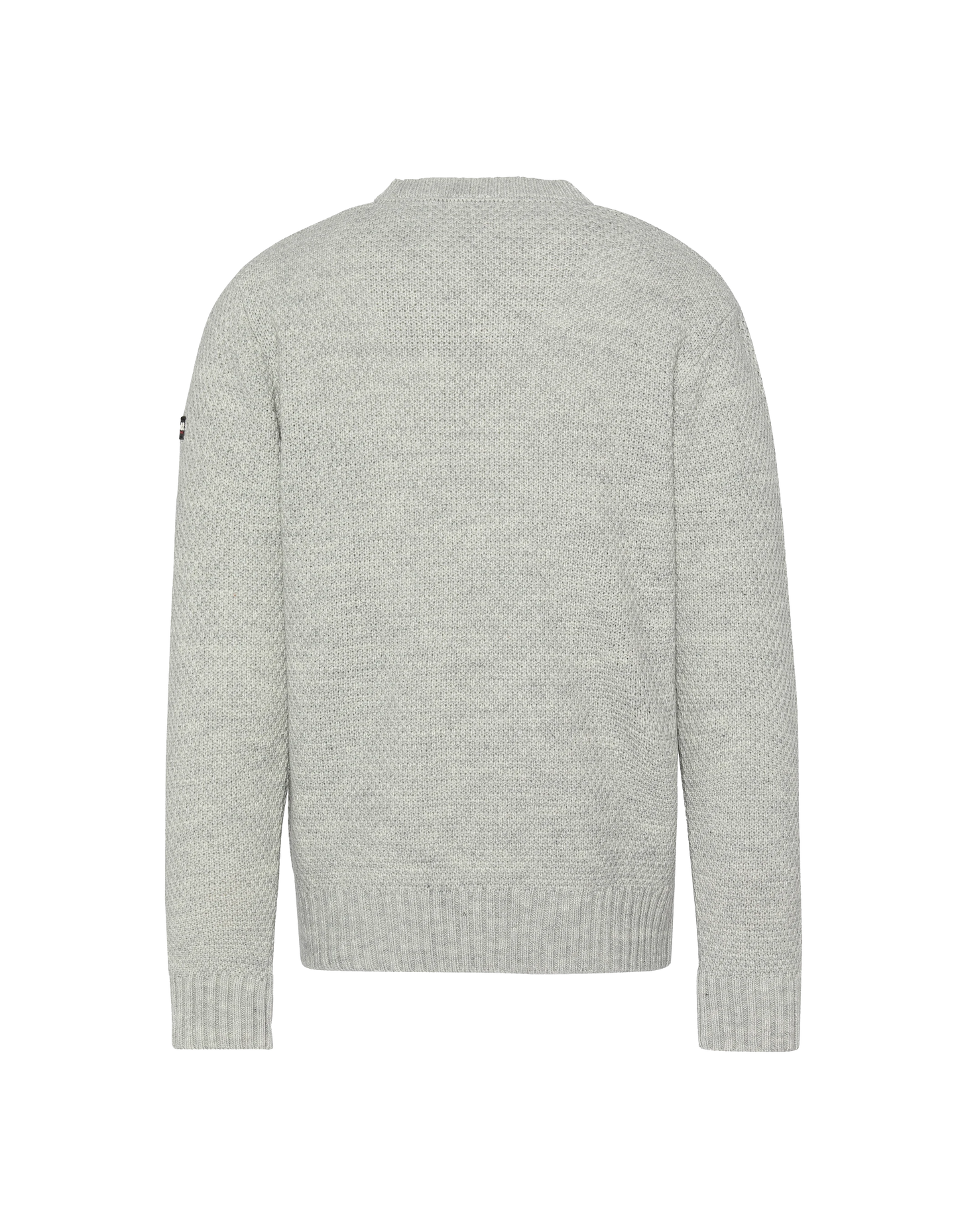 Pull col rond gris chiné, maille fantaisie