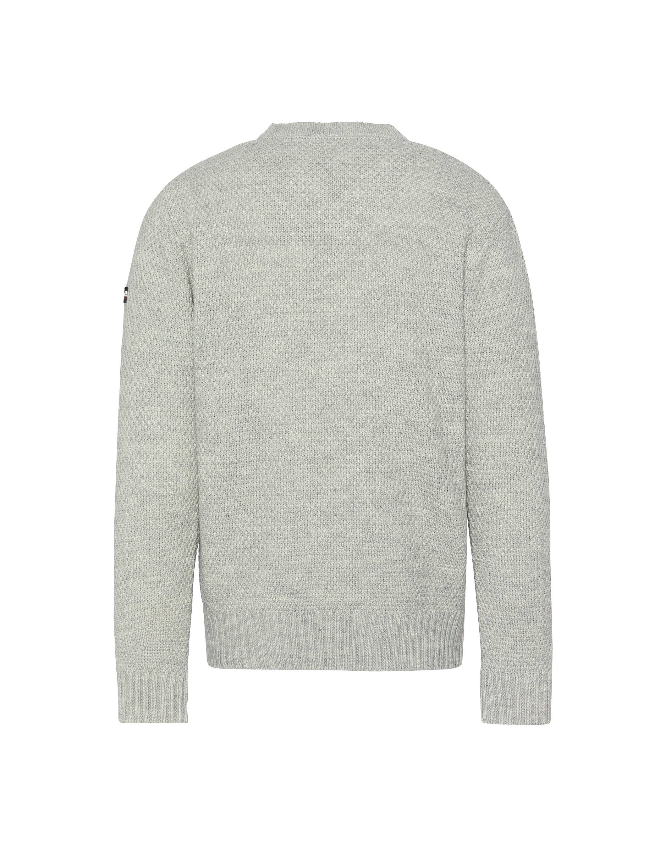 Pull col rond gris chiné, maille fantaisie-2