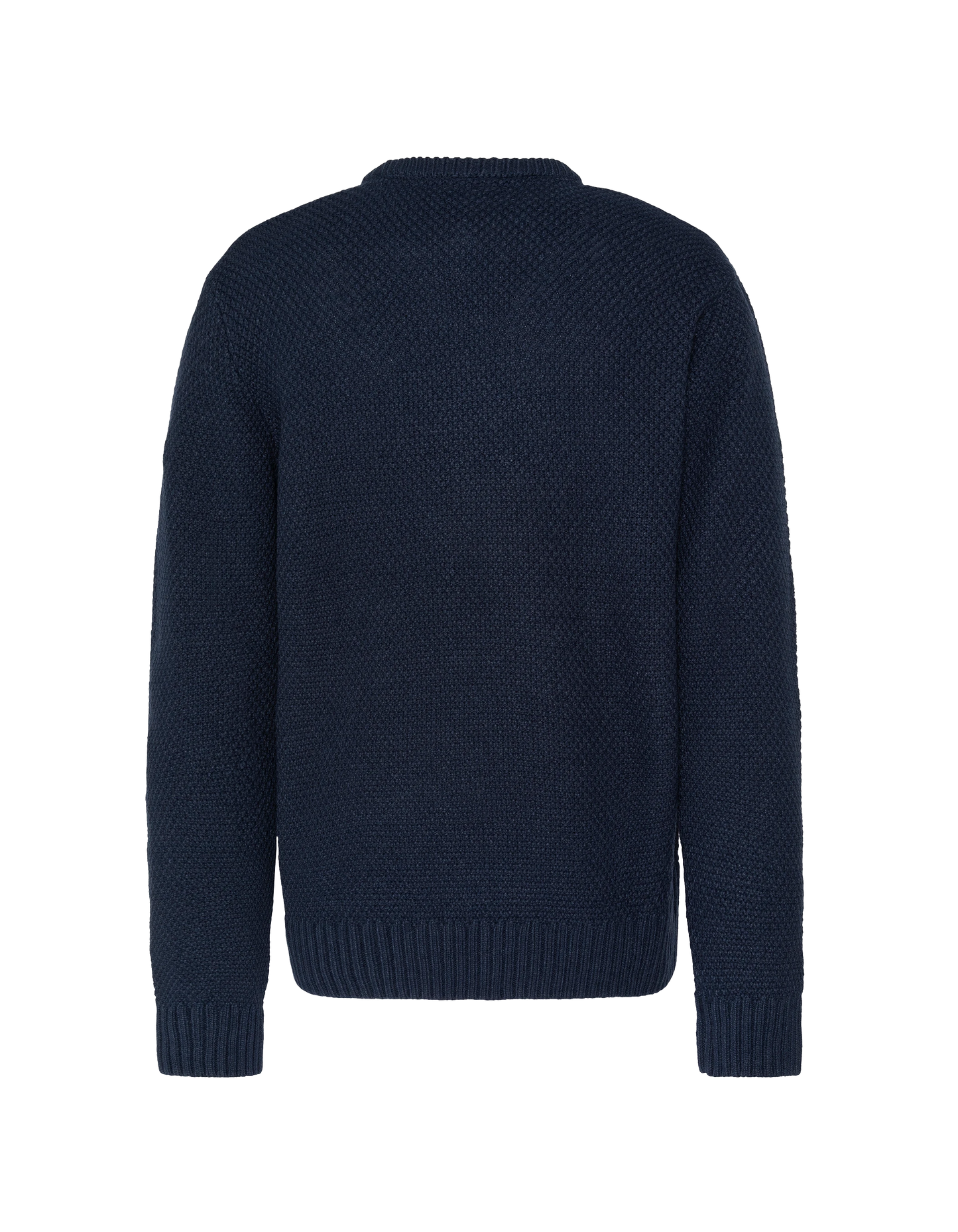 Pull col rond bleu marine, maille fantaisie
