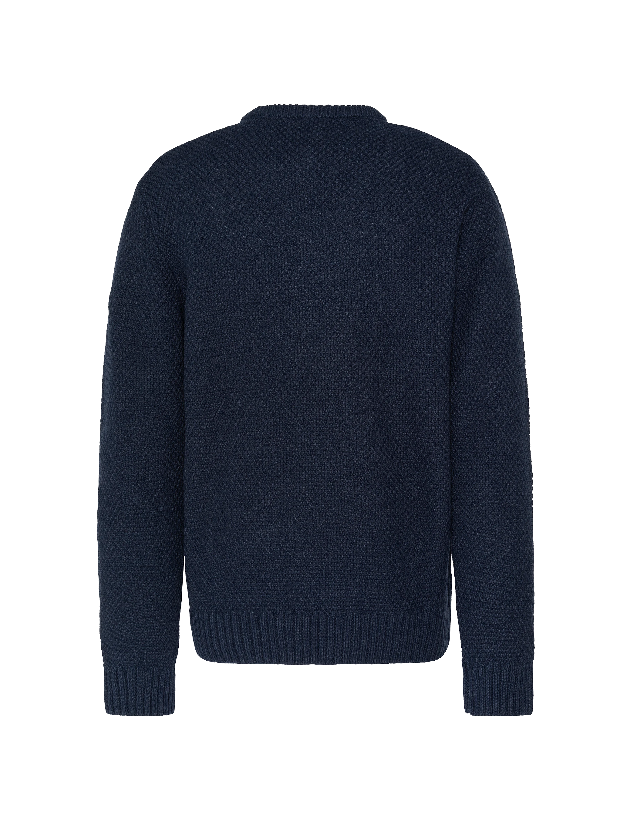 Pull col rond bleu marine, maille fantaisie-2