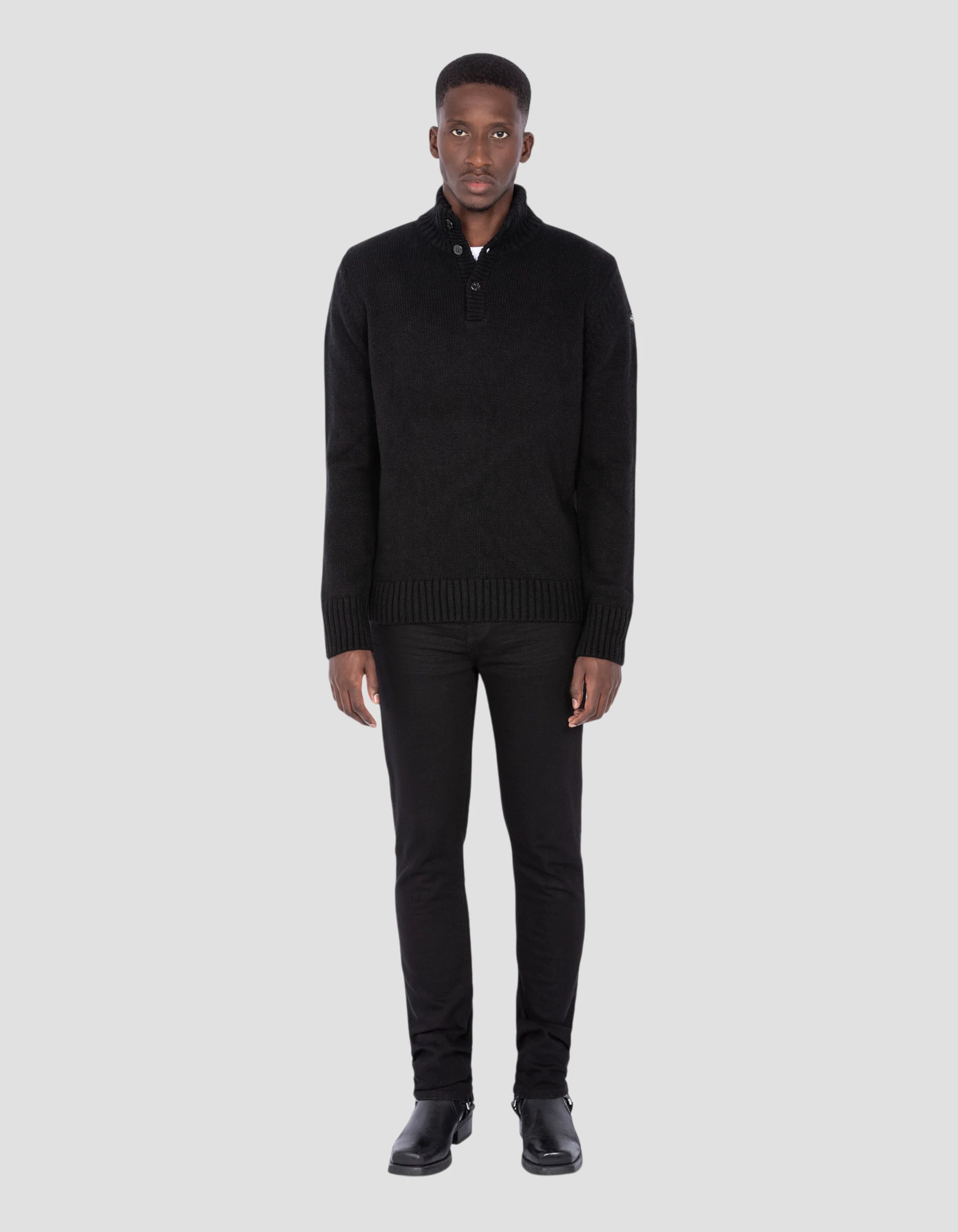 Suéter de camionero del ejército negro-1