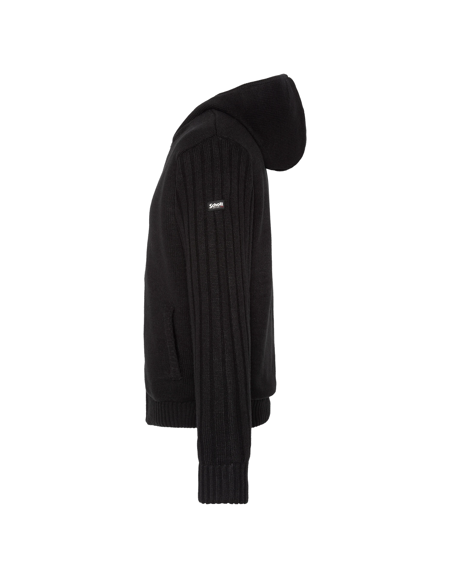 Giubbotto con cappuccio nero foderato di sherpa